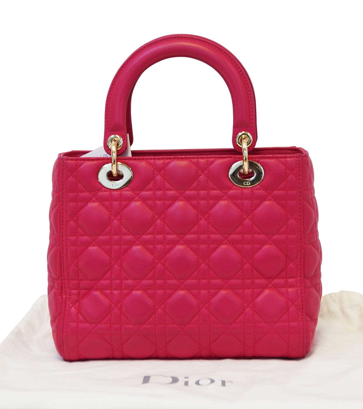 Dior Bag Cannage Lady Bag Lambskin Pink Satchel Bag