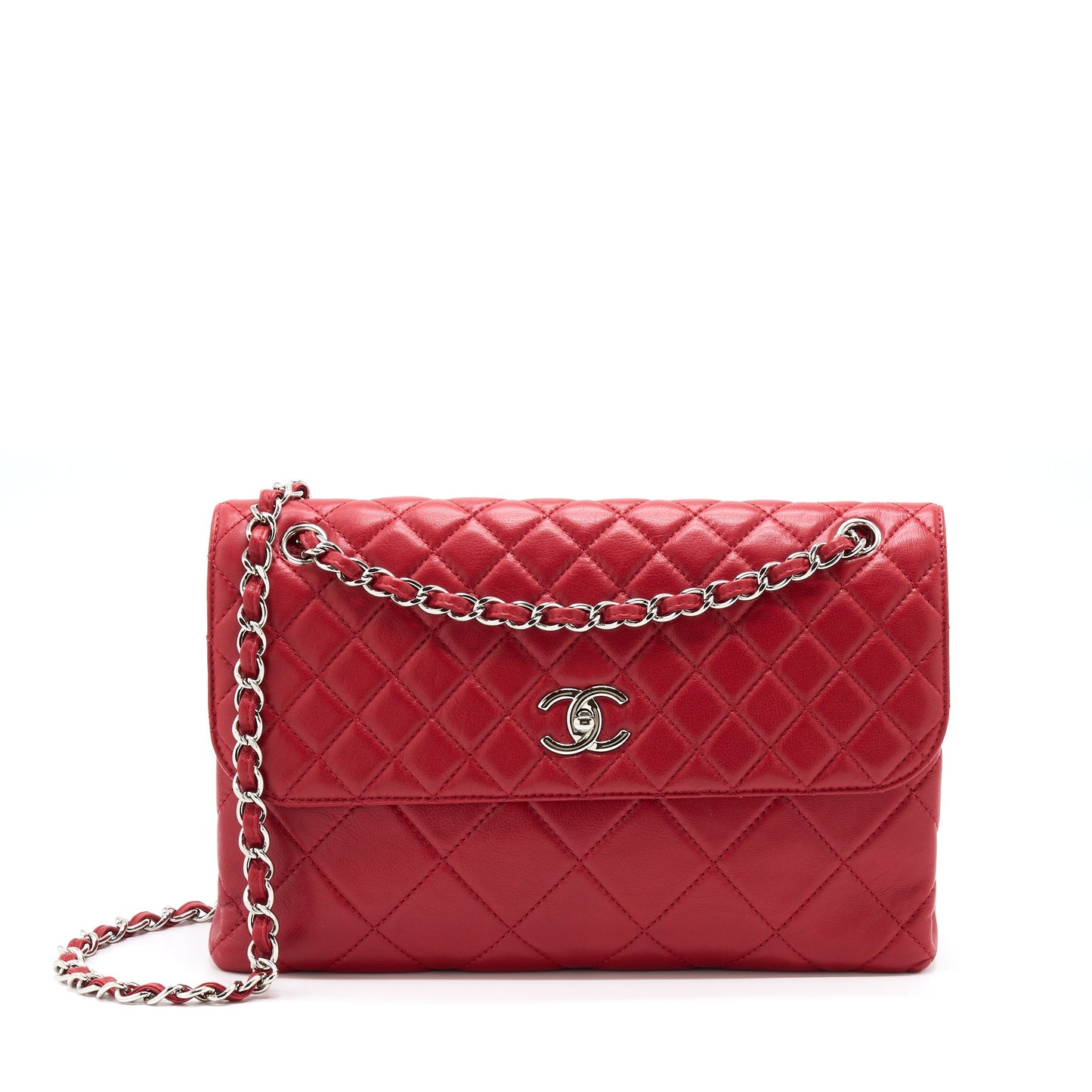 Chanel Flap Lambskin SHW Red Shoulder Bag