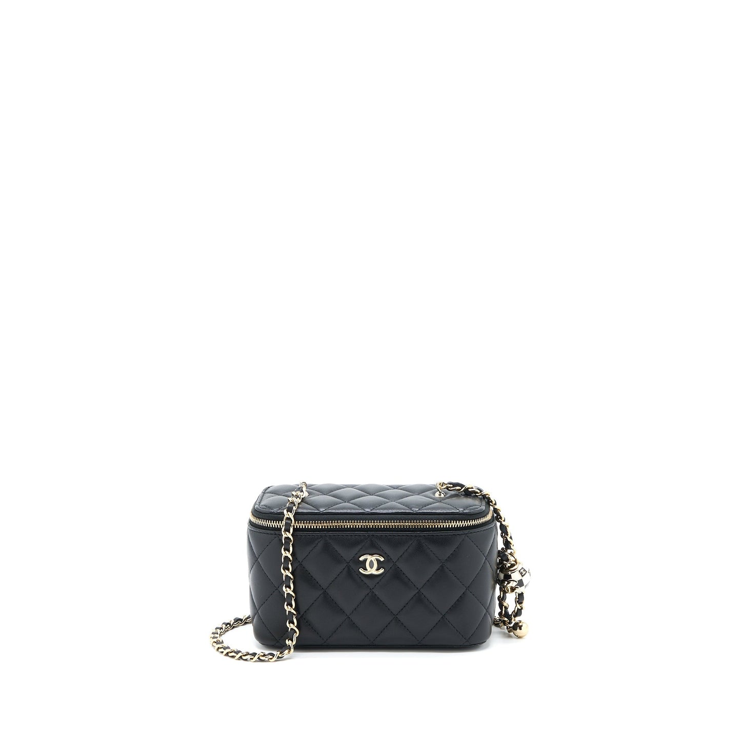 Chanel 23C Pearl Crush Long Vanity Lambskin Black Handbag