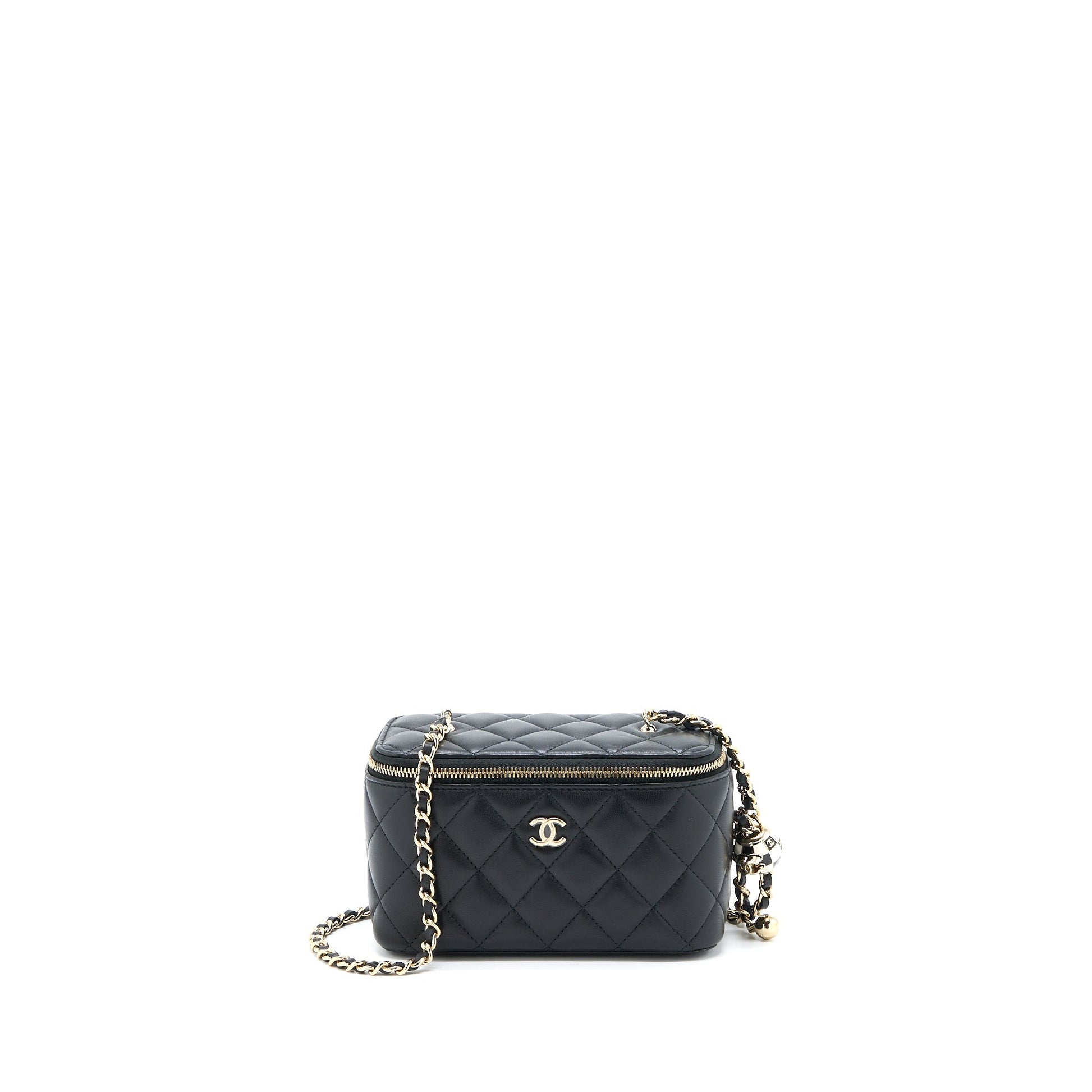 Chanel 23C Pearl Crush Long Vanity Lambskin Black Handbag
