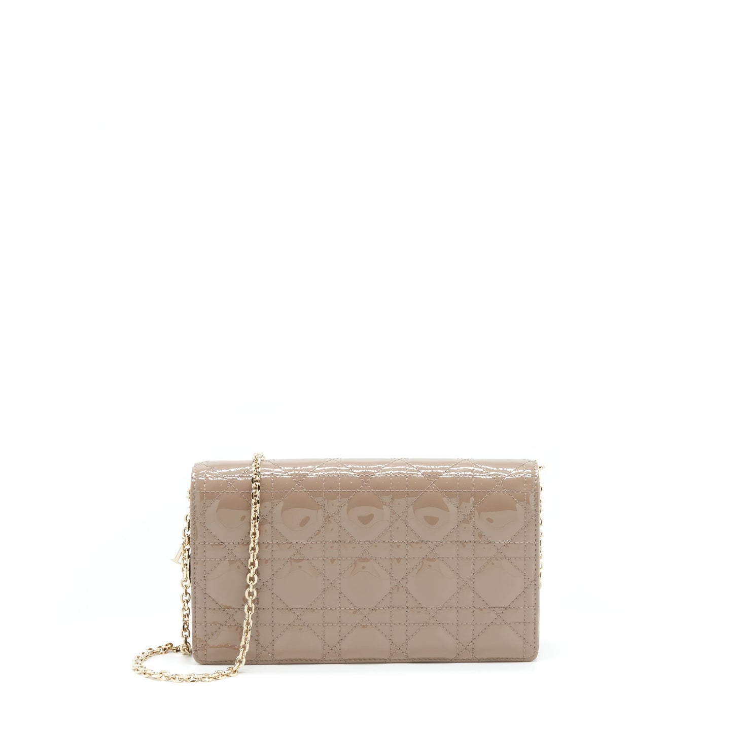 Dior Lady Pouch Patent Calfskin Warm Taupe Handbag Travel Bag