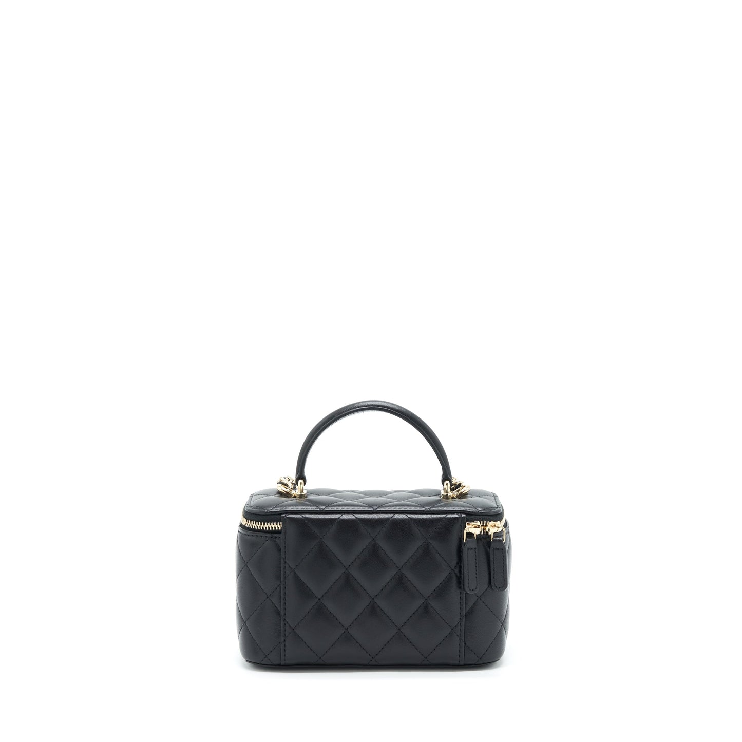 Chanel Top Handle Long Vanity Lambskin LGHW Black Handbag Black Lghw