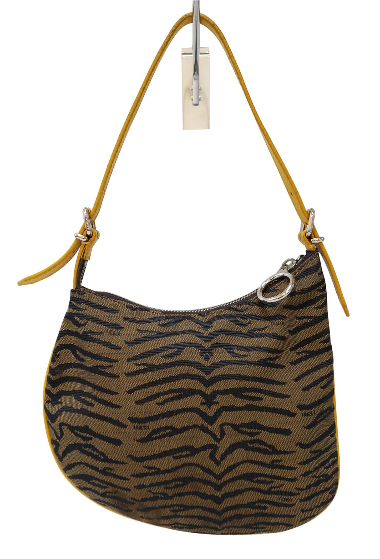 Fendi Zebra Print Oyster Hobo Bag Canvas