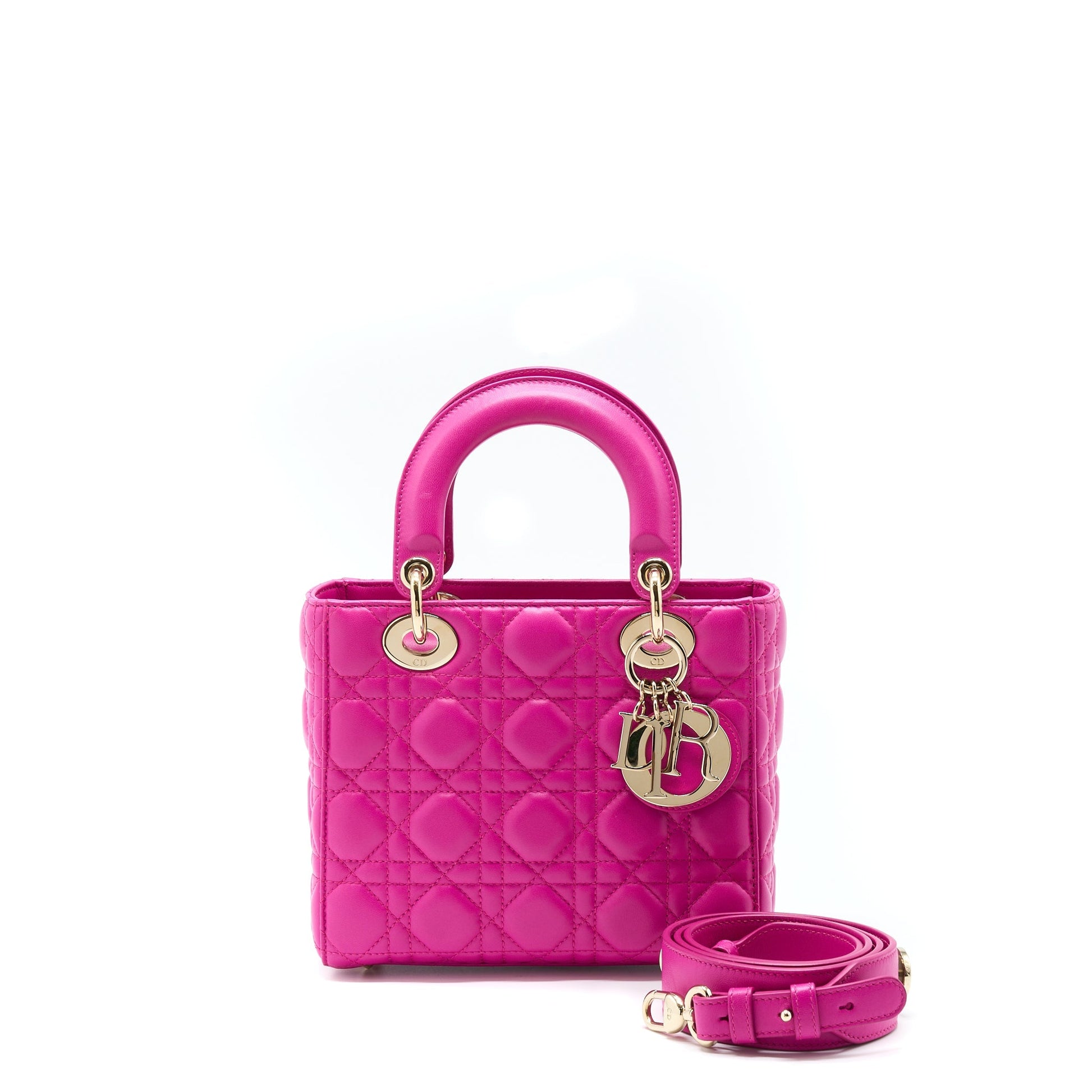 Dior Lady Lambskin Handbag Pink Small Travel Bag