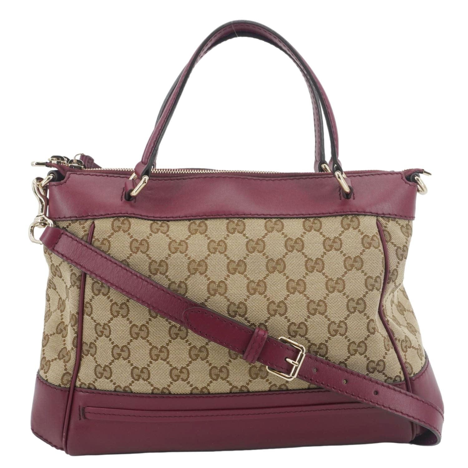 Gucci Mayfair Tote Crossbody Bag Maroon Canvas
