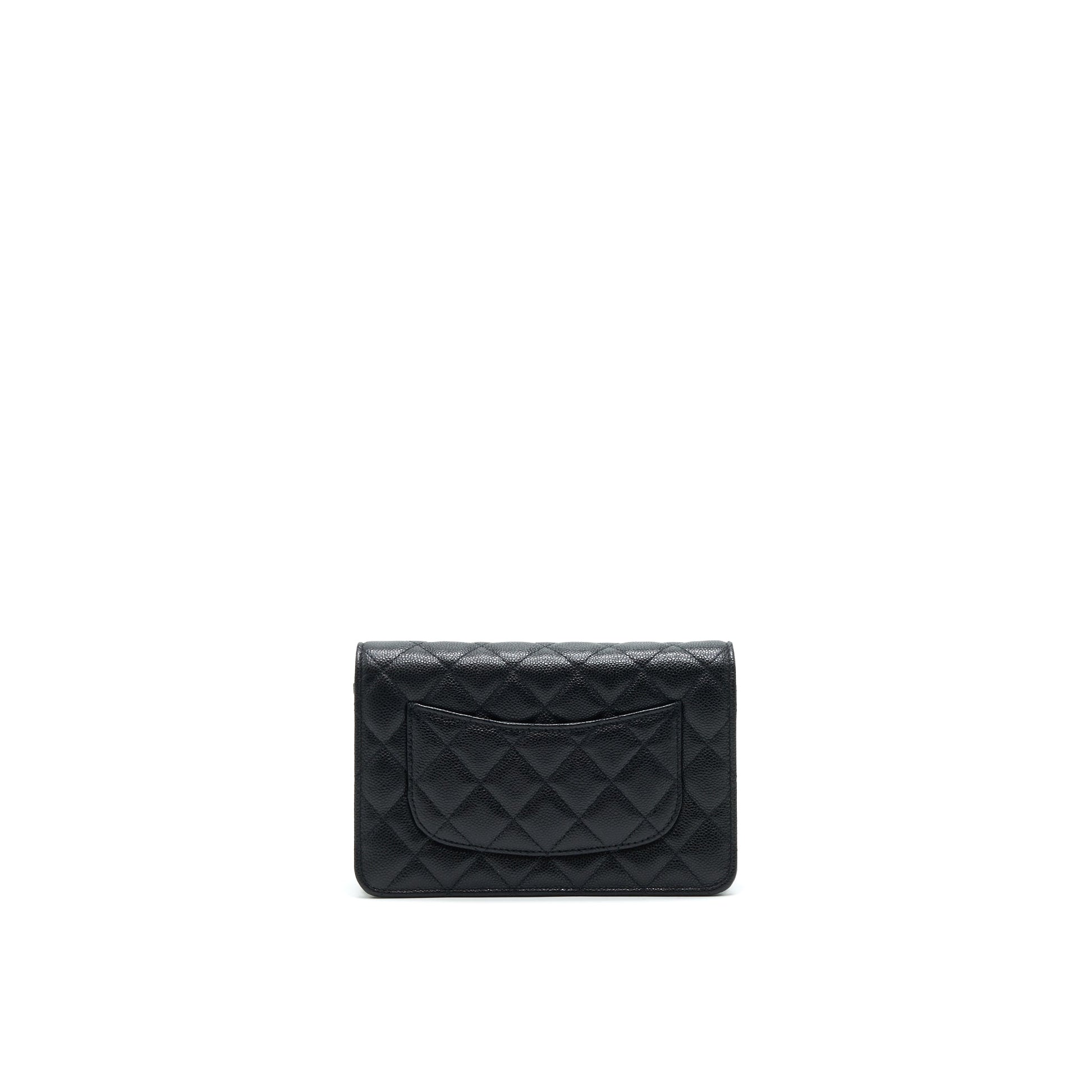 Chanel 21A Coco letter on Caviar GHW Black Wallet Case
