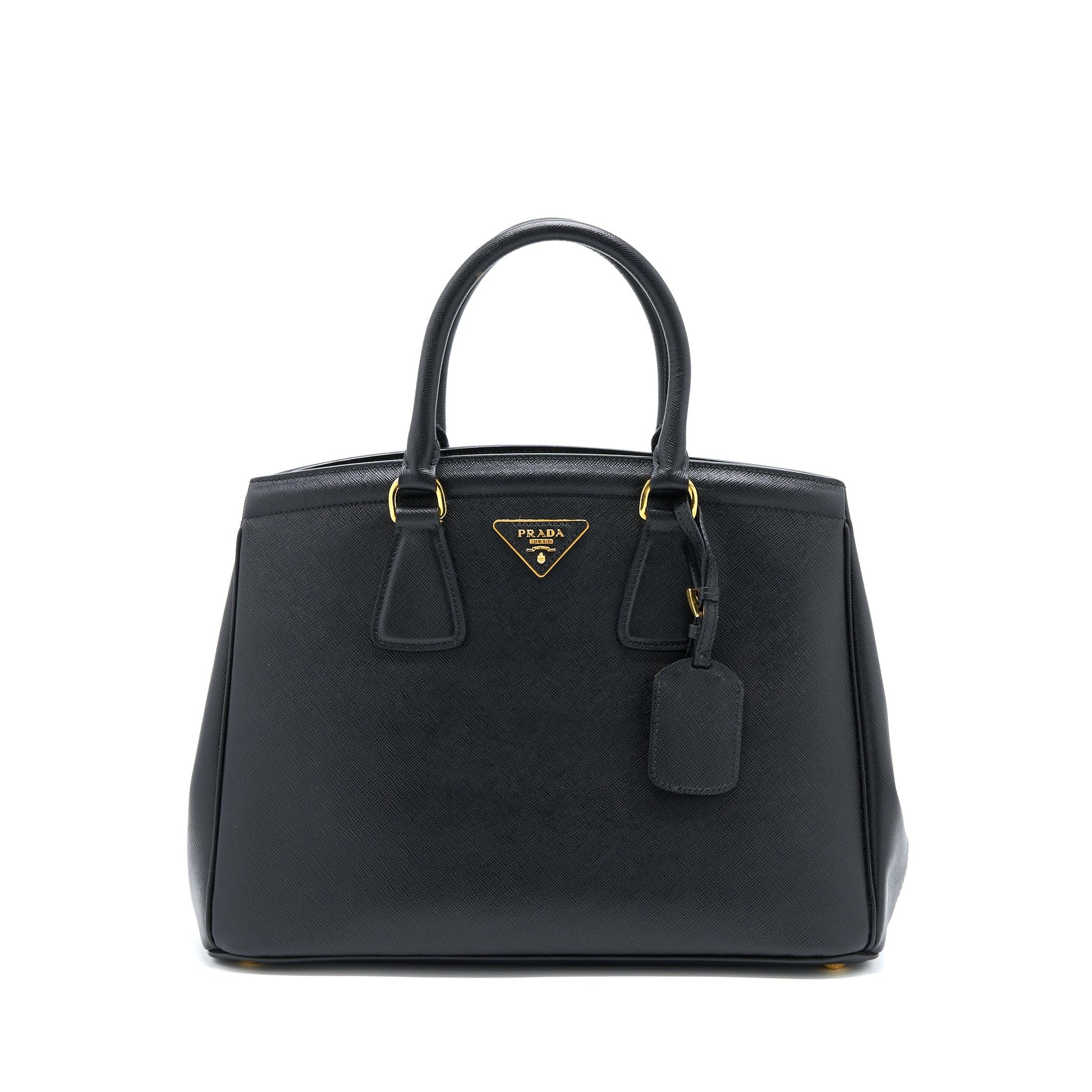 Prada Top Handle Tote Purse Calfskin Handbag Black Tote Bag