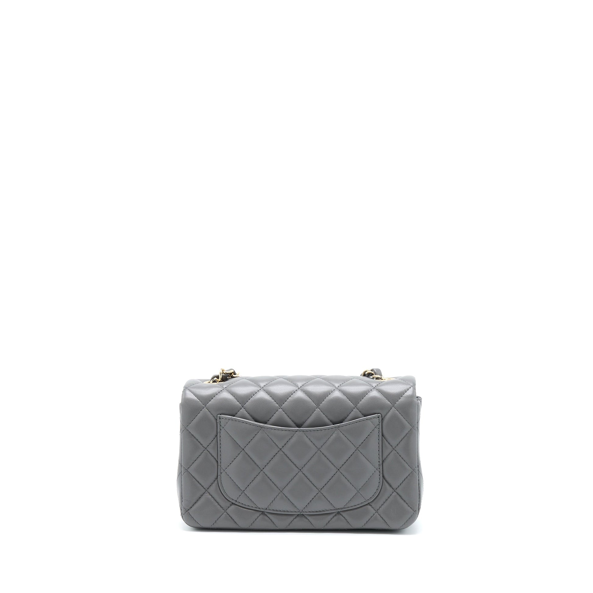 Chanel 22A Rectangular Flap Lambskin LGHW Microchip Grey Shoulder Bag Microchip 1