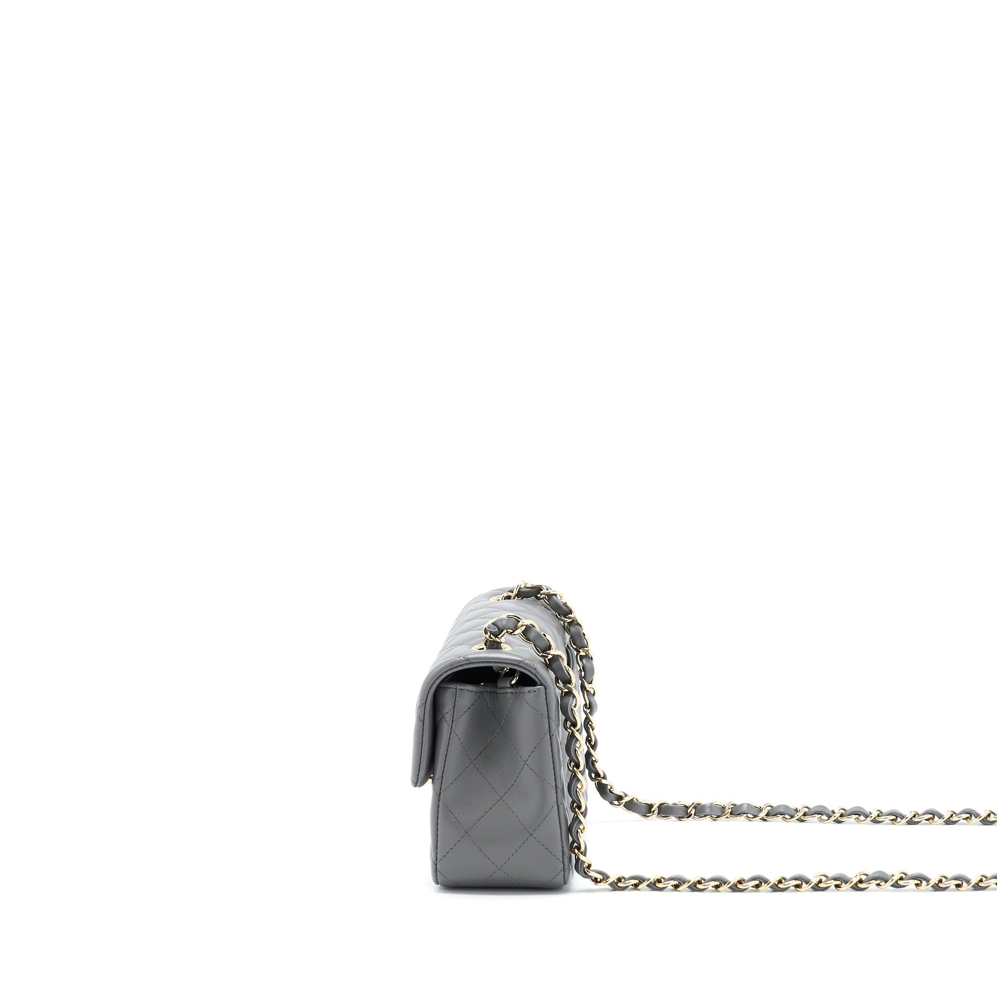 Chanel 22A Rectangular Flap Lambskin LGHW Microchip Grey Shoulder Bag Microchip 1