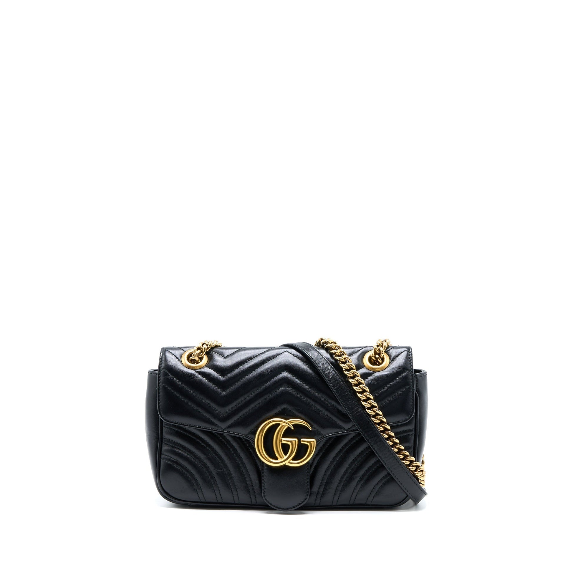 Gucci Marmont Calfskin Handbag Black Small Travel Bag