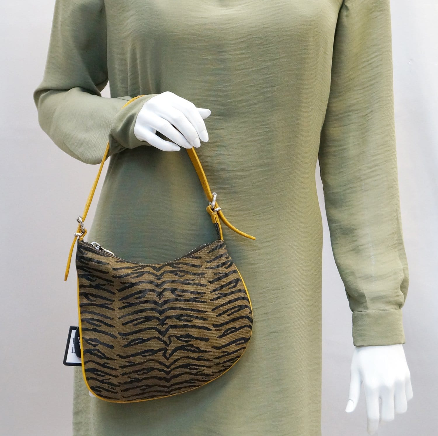 Fendi Zebra Print Oyster Hobo Bag Canvas