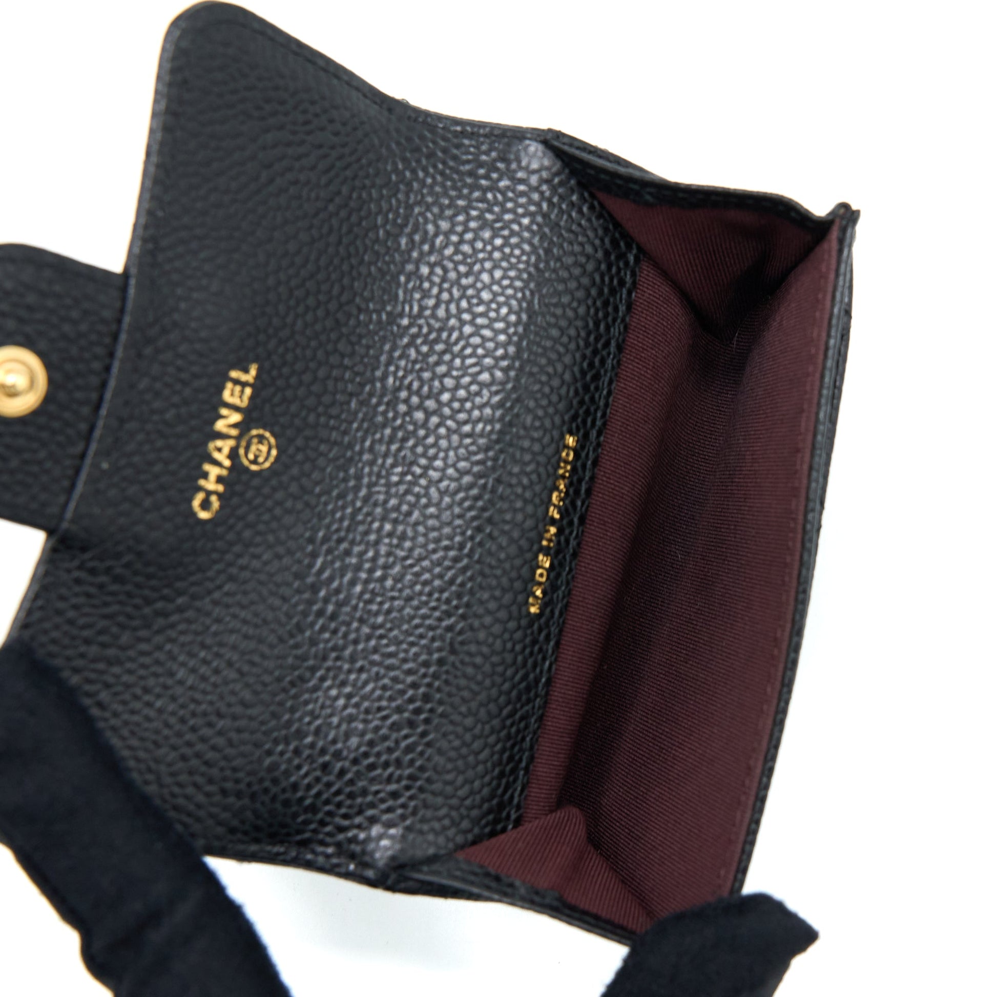 Chanel Classic Flap Cardholder Caviar GHW Black Wallet Case