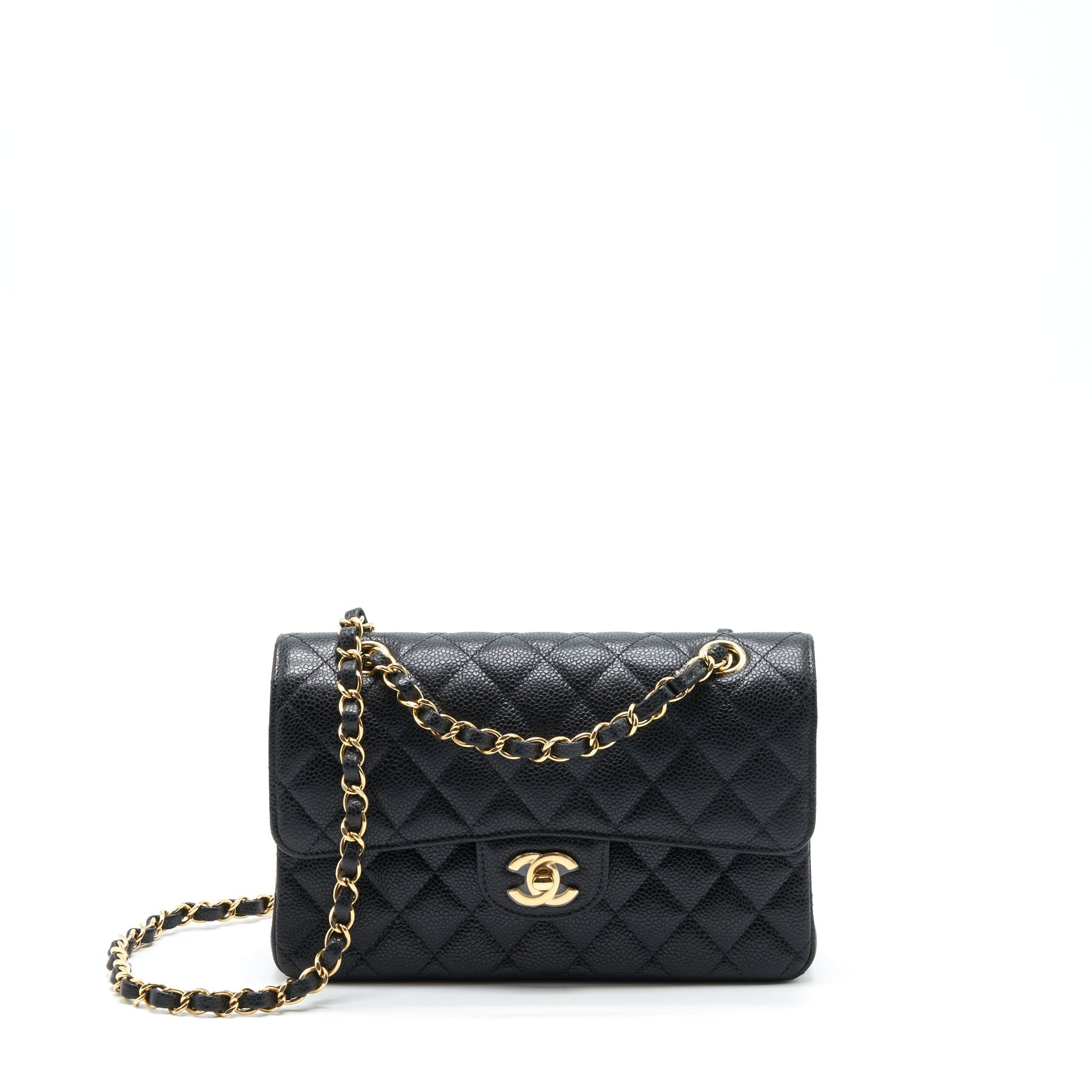 Chanel Classic Double Flap Caviar LGHW Microchip Black Small Shoulder Bag
