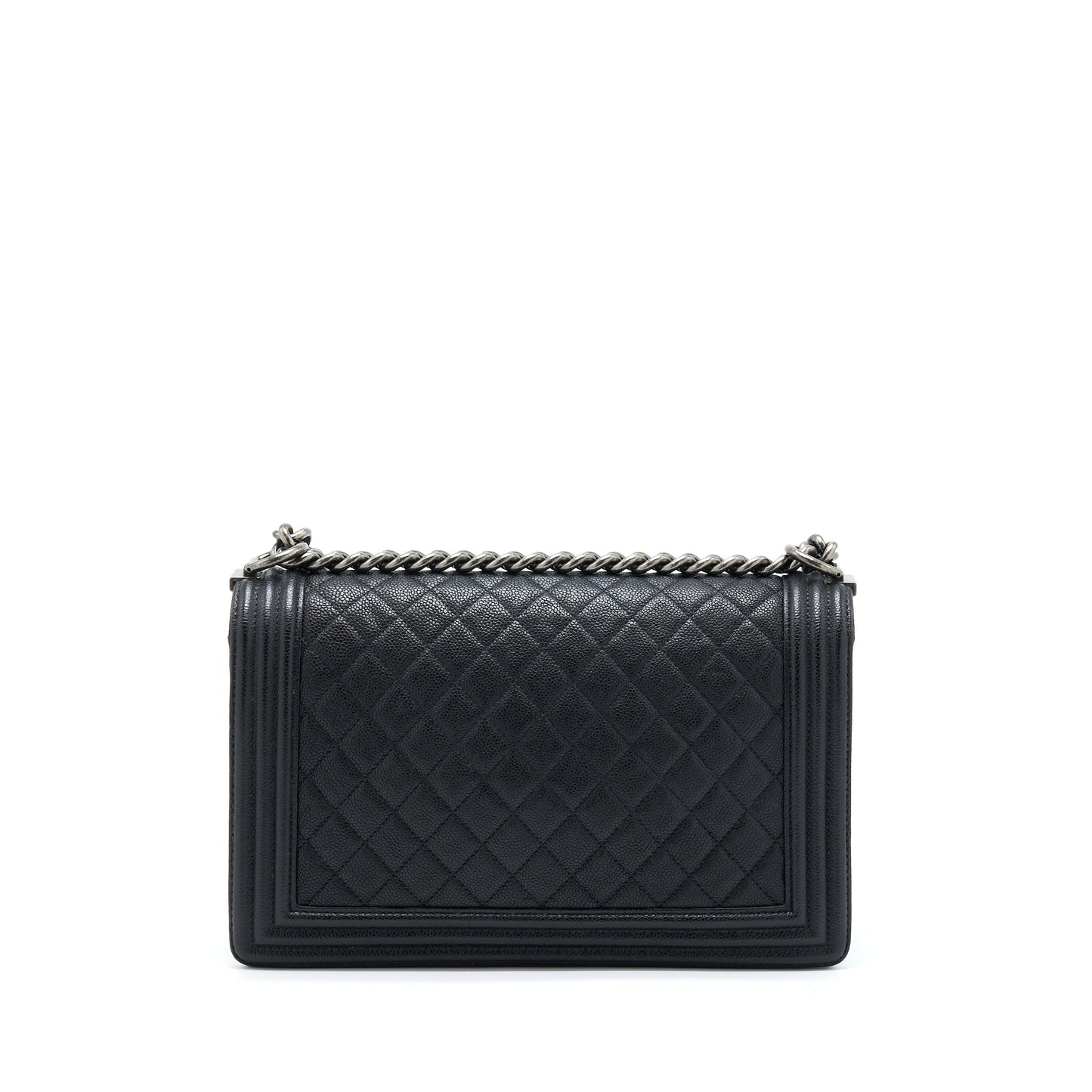 Chanel New 28cm Boy Caviar Ruthenium SHW Black Handbag