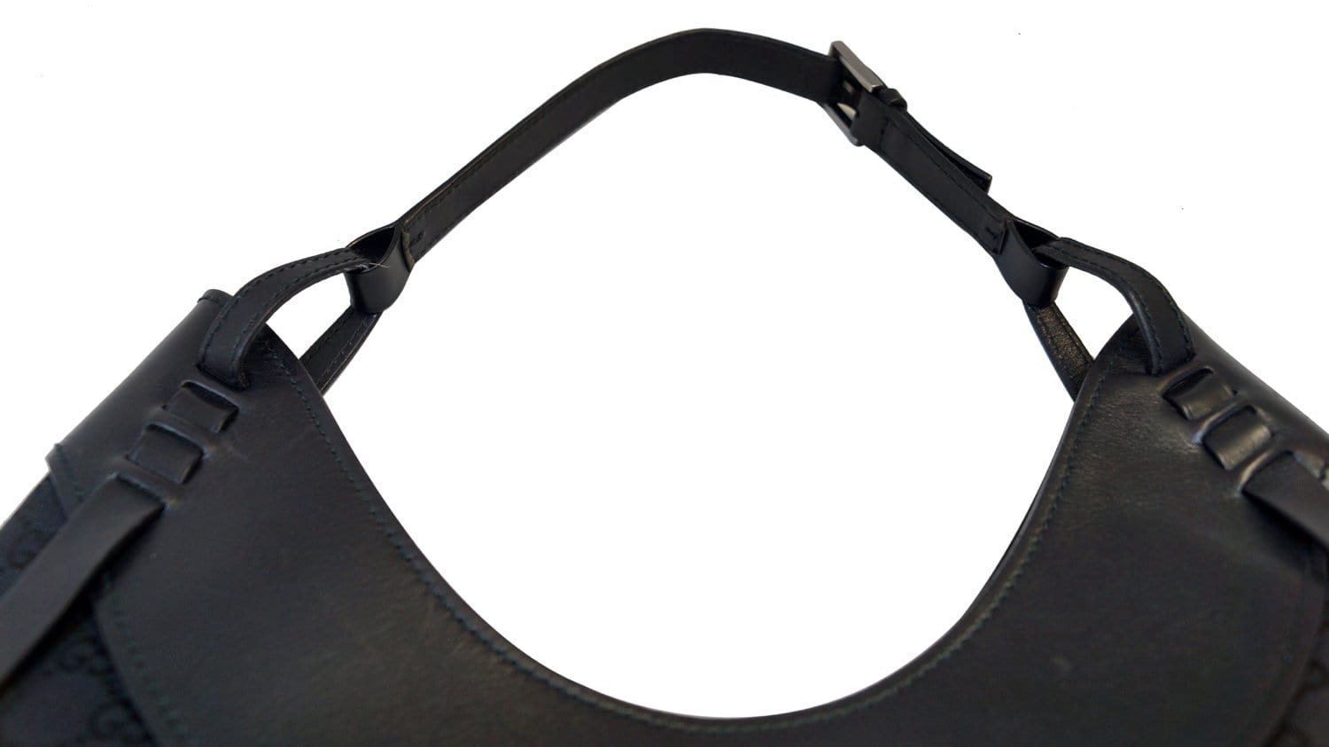 Gucci Half Moon Hobo Bag Canvas Black Travel Bag