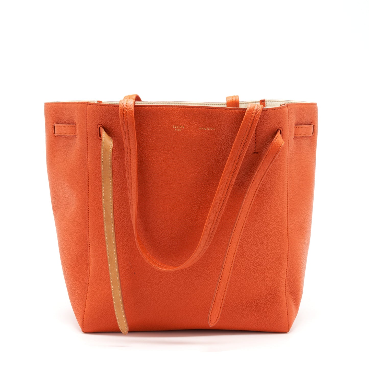 Celine Cabas Phantom In Soft Grained Calfskin Orange Travel Bag
