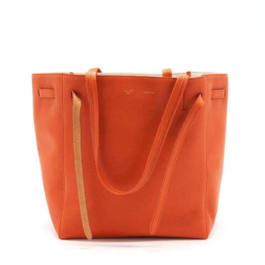 Celine Cabas Phantom In Soft Grained Calfskin Orange Travel Bag
