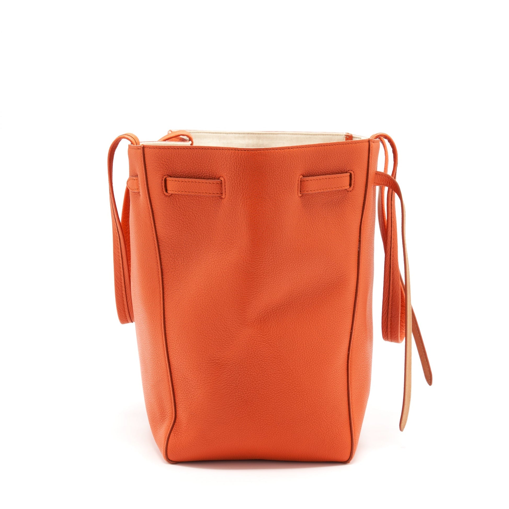 Celine Cabas Phantom In Soft Grained Calfskin Orange Travel Bag