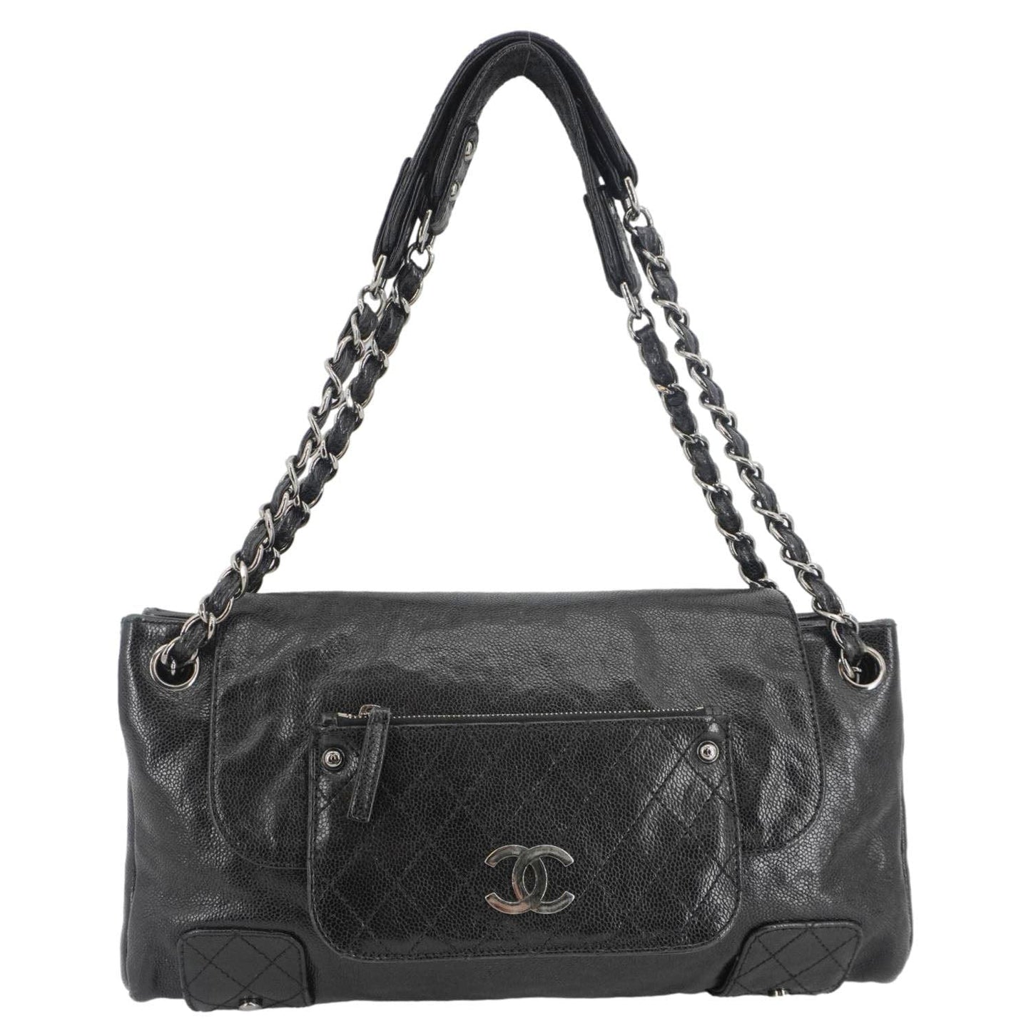 Chanel Pocket in The City Caviar Leather Shoulder Bag Black