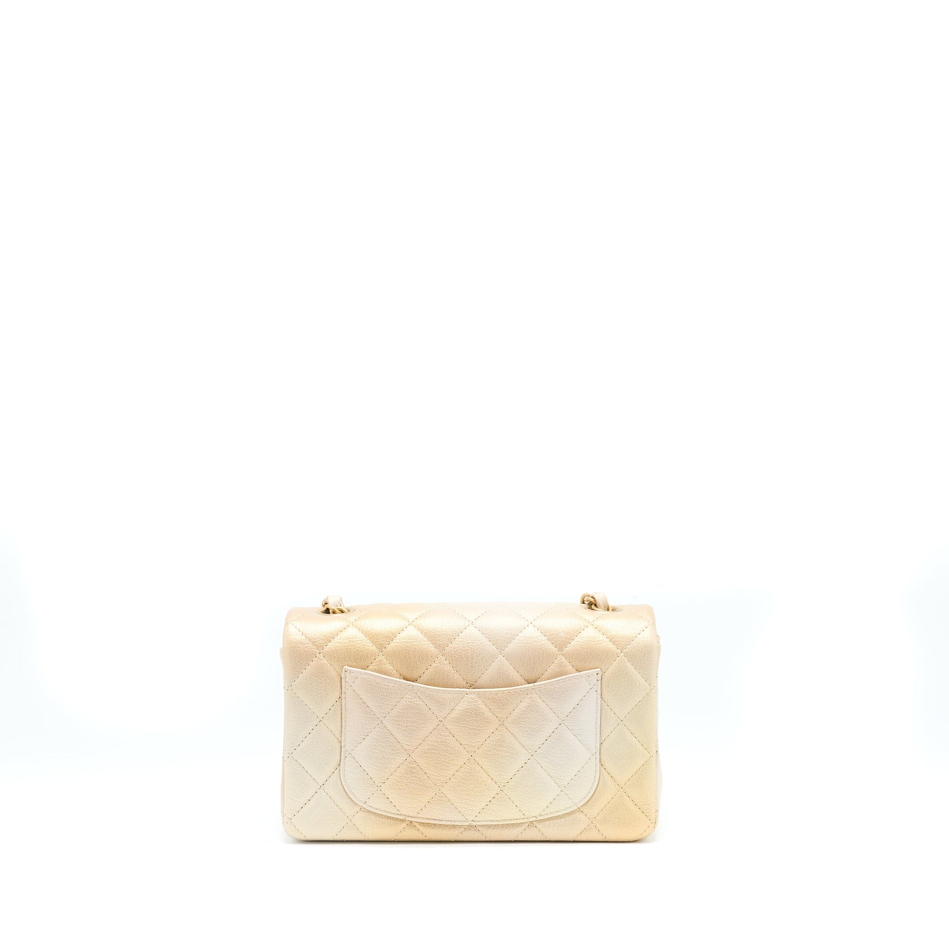 Chanel 22C Rectangular Flap Goatskin Ombre Brushed Beige Shoulder Bag Brushed Ghwmicrochip