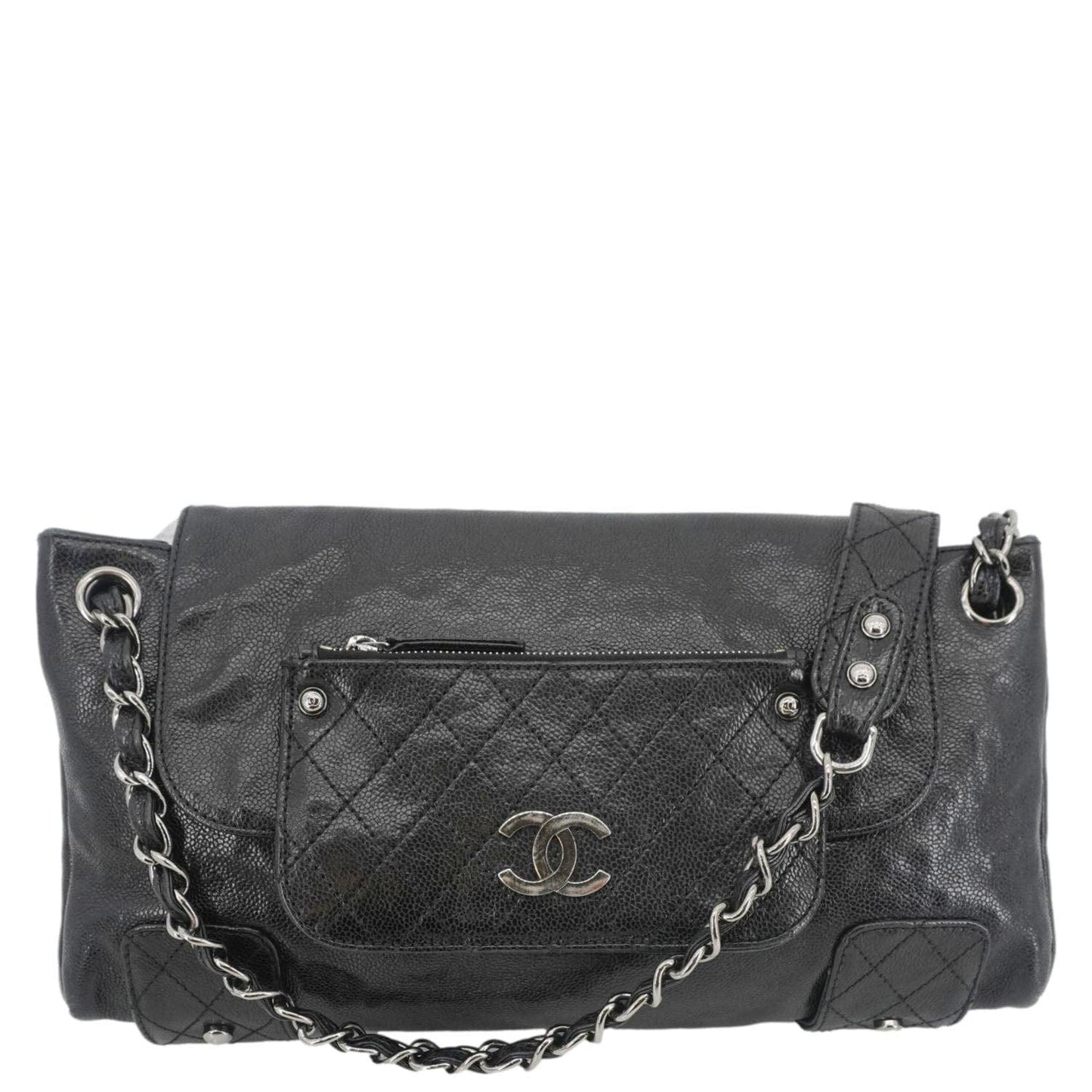 Chanel Pocket in The City Caviar Leather Shoulder Bag Black