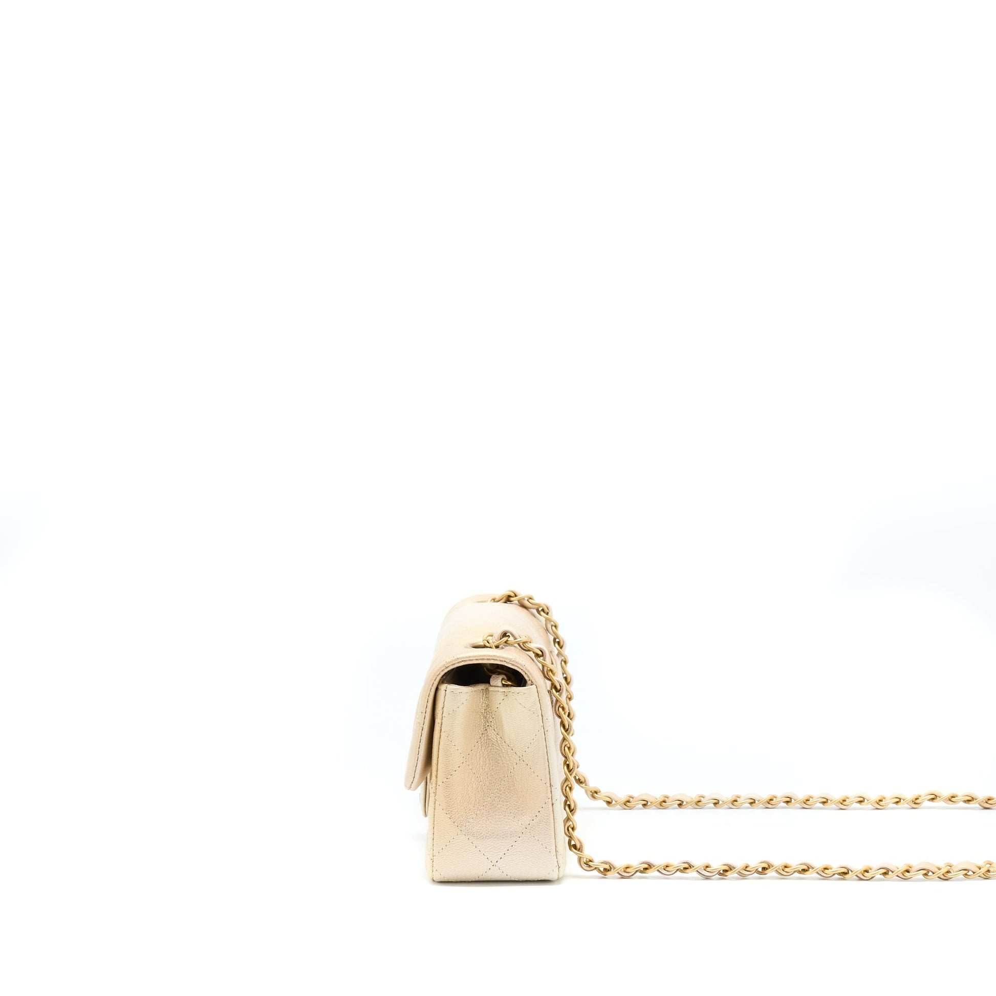Chanel 22C Rectangular Flap Goatskin Ombre Brushed Beige Shoulder Bag Brushed Ghwmicrochip