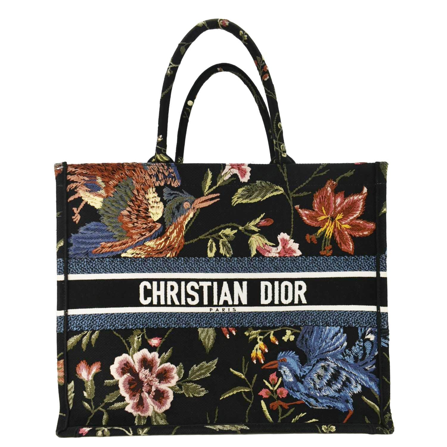 Dior Book Embroidery Tote Bag Multicolor Canvas