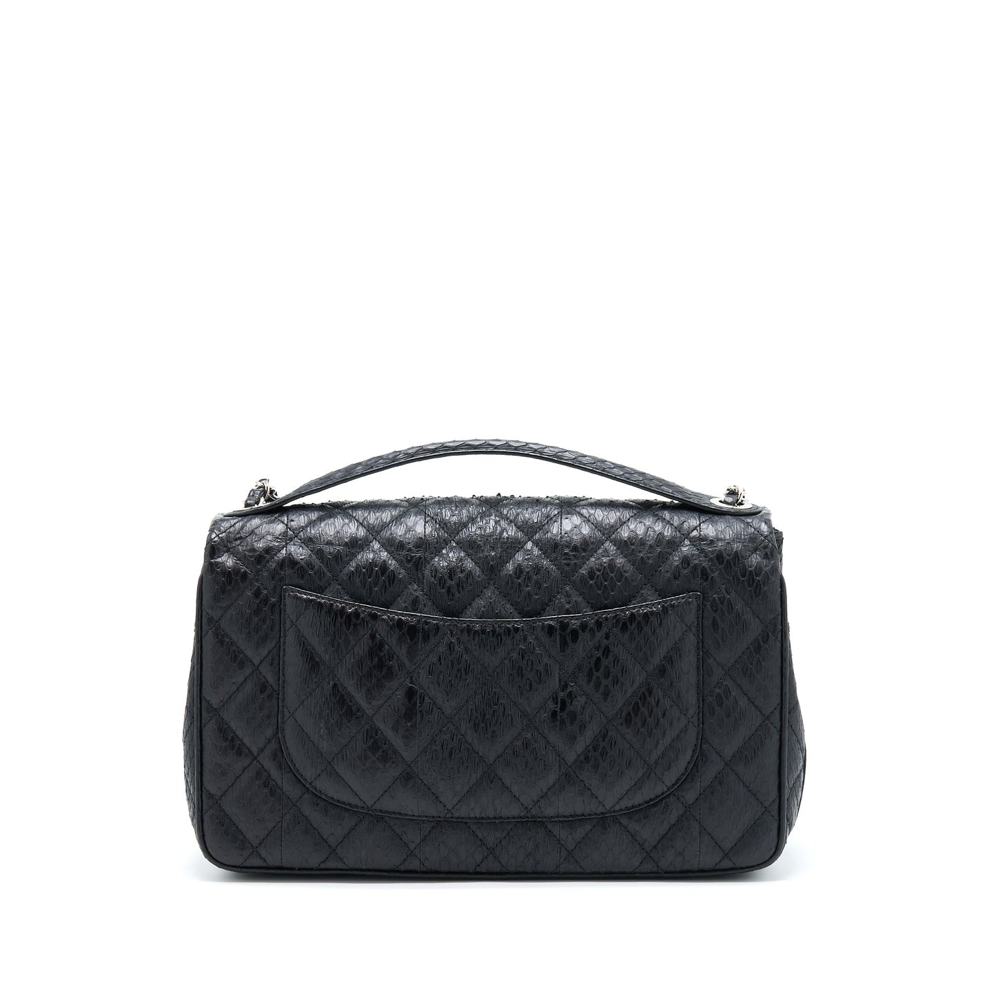 Chanel Top Handle Flap Python SHW Black Shoulder Bag