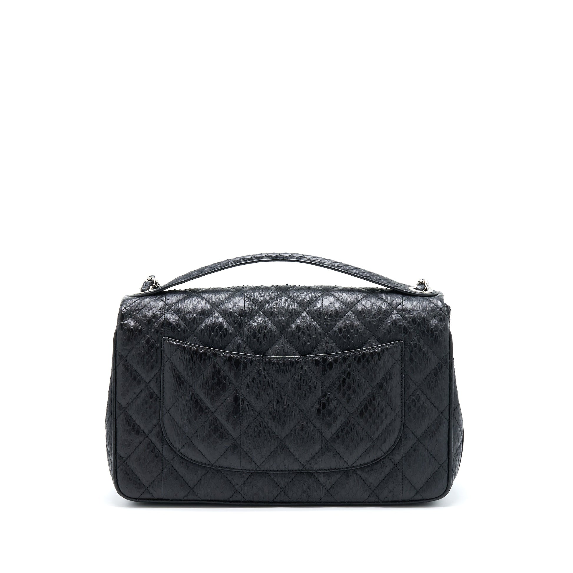 Chanel Top Handle Flap Python SHW Black Shoulder Bag