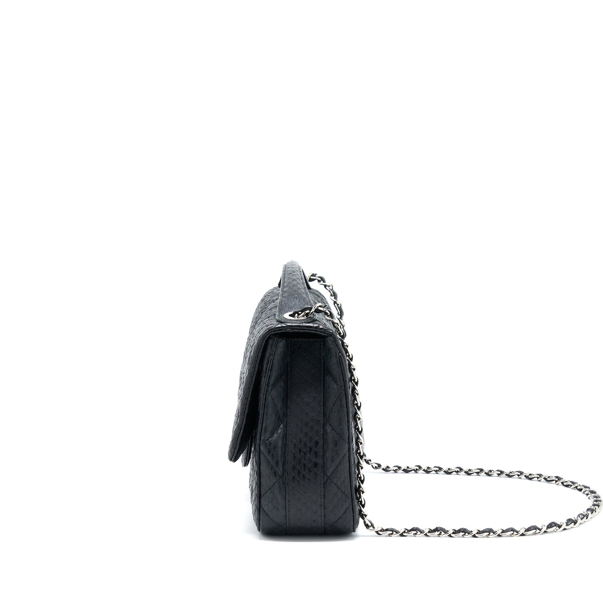 Chanel Top Handle Flap Python SHW Black Shoulder Bag