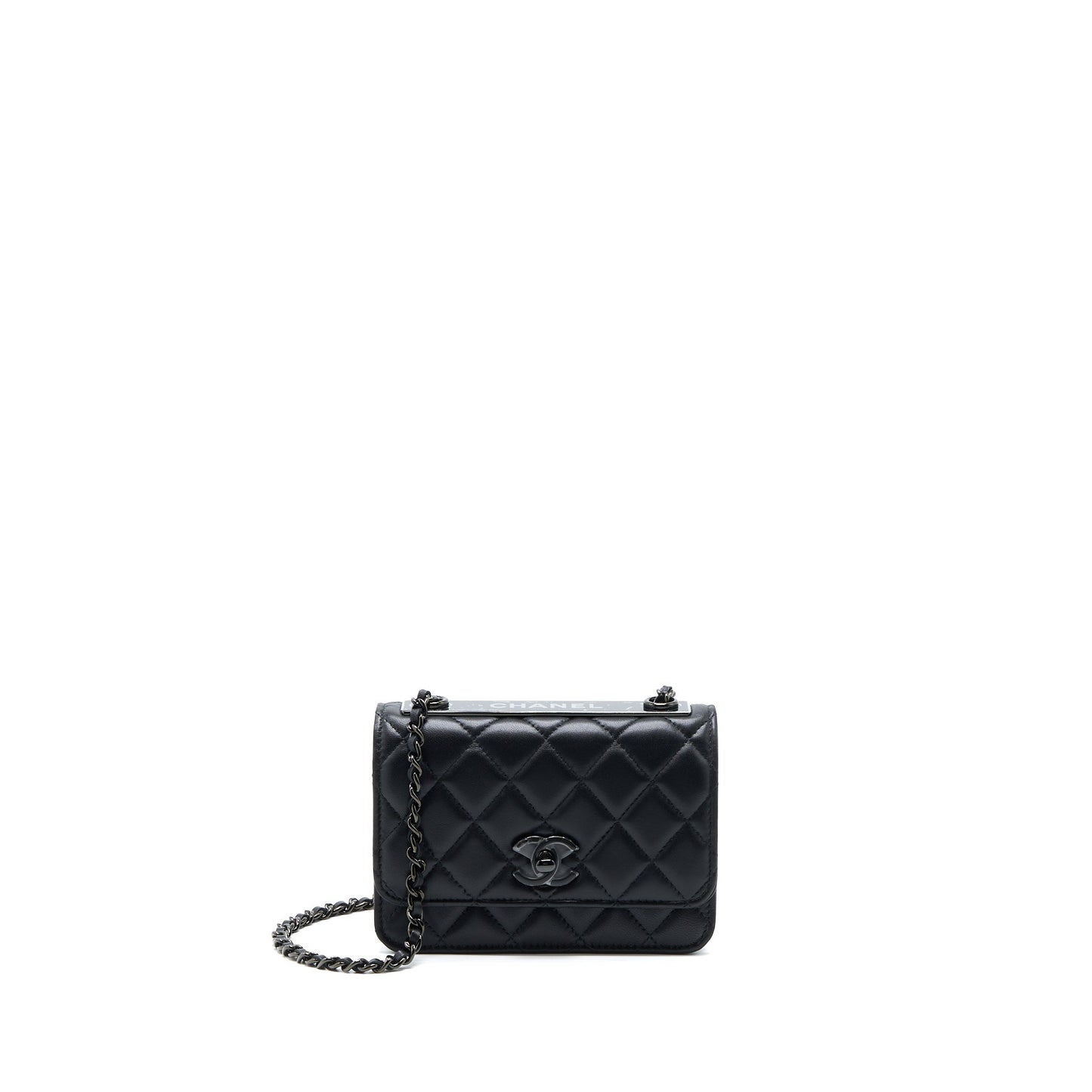Chanel Square Trendy CC On Lambskin So Black Wallet Case