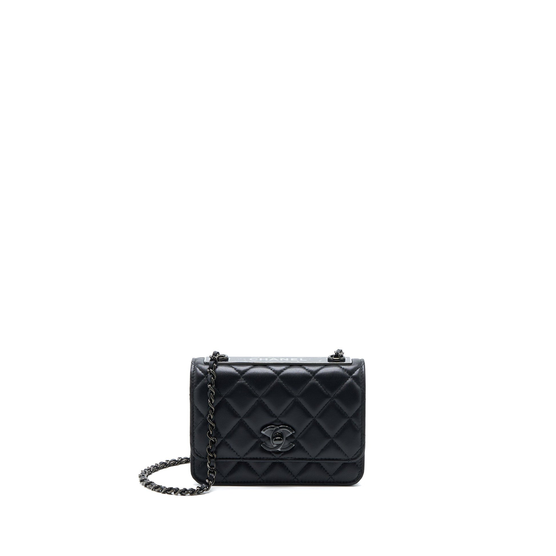 Chanel Square Trendy CC On Lambskin So Black Wallet Case