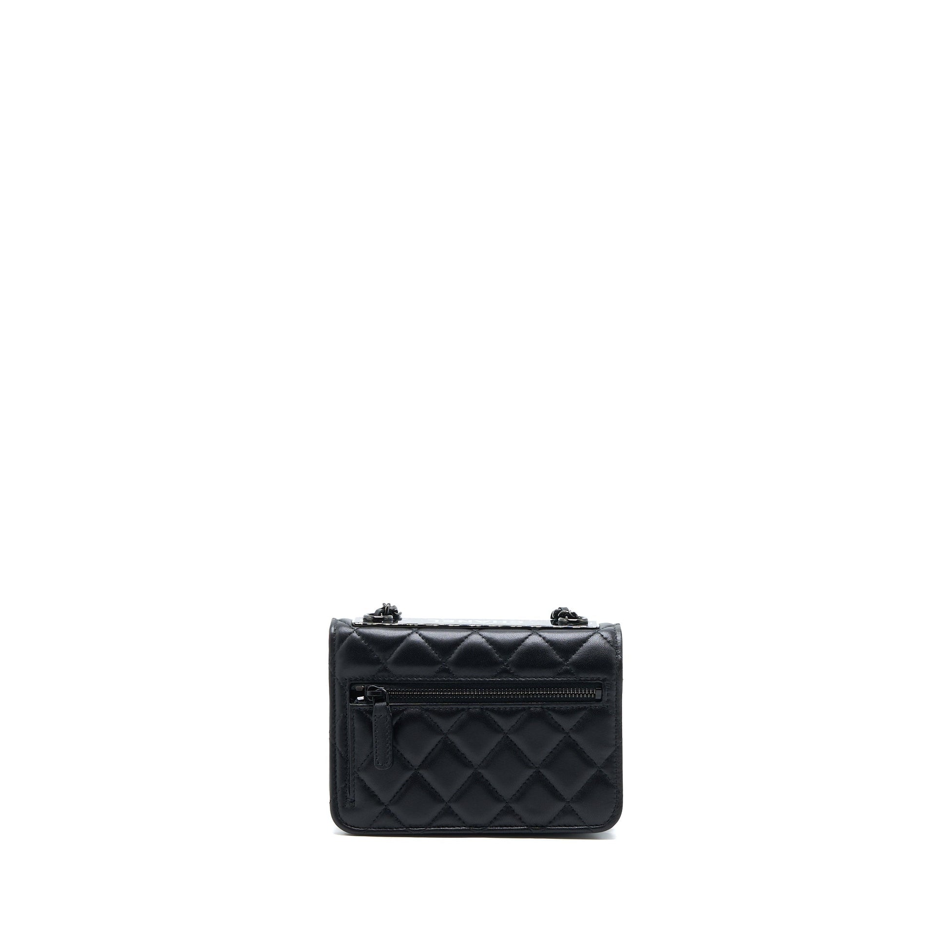 Chanel Square Trendy CC On Lambskin So Black Wallet Case