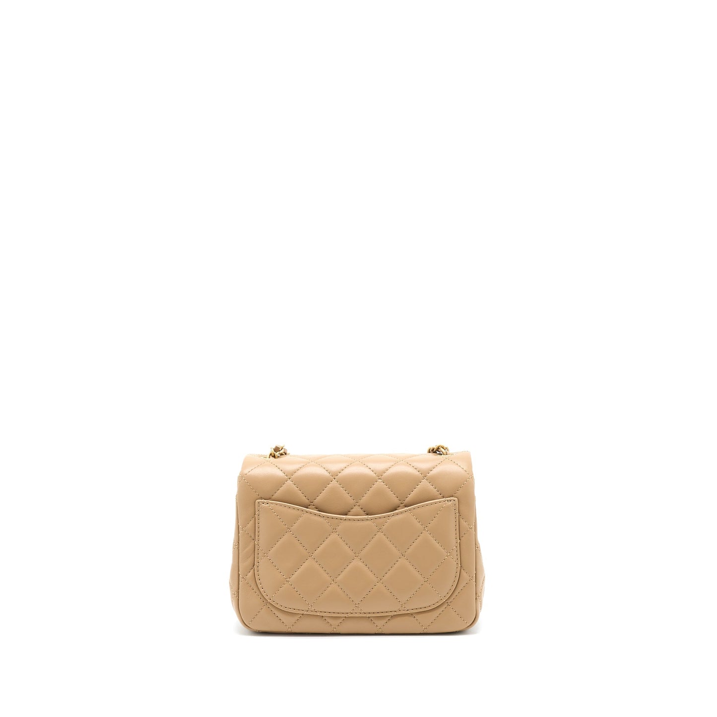 Chanel Pearl Crush Square Flap Lambskin Dark Beige Shoulder Bag
