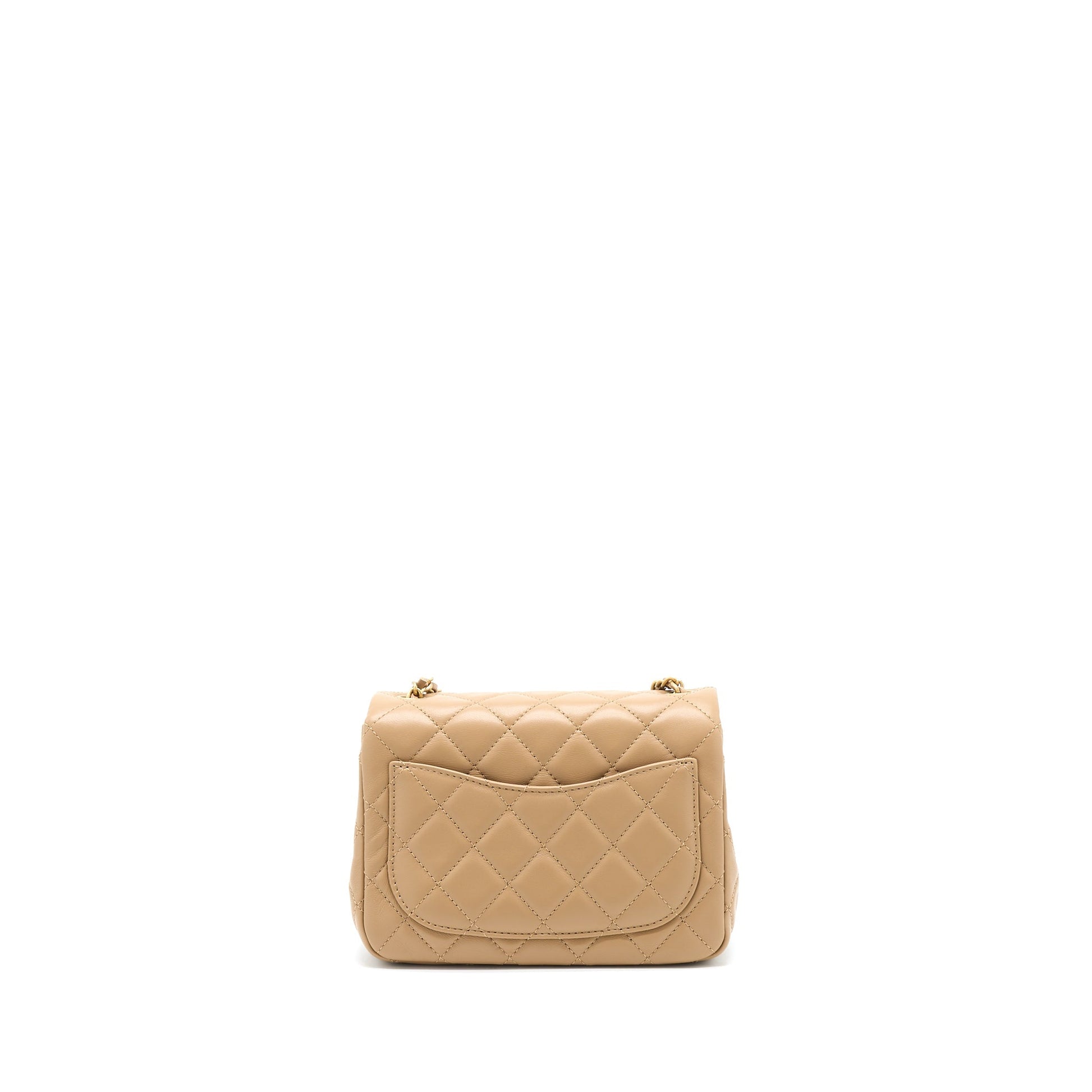 Chanel Pearl Crush Square Flap Lambskin Dark Beige Shoulder Bag