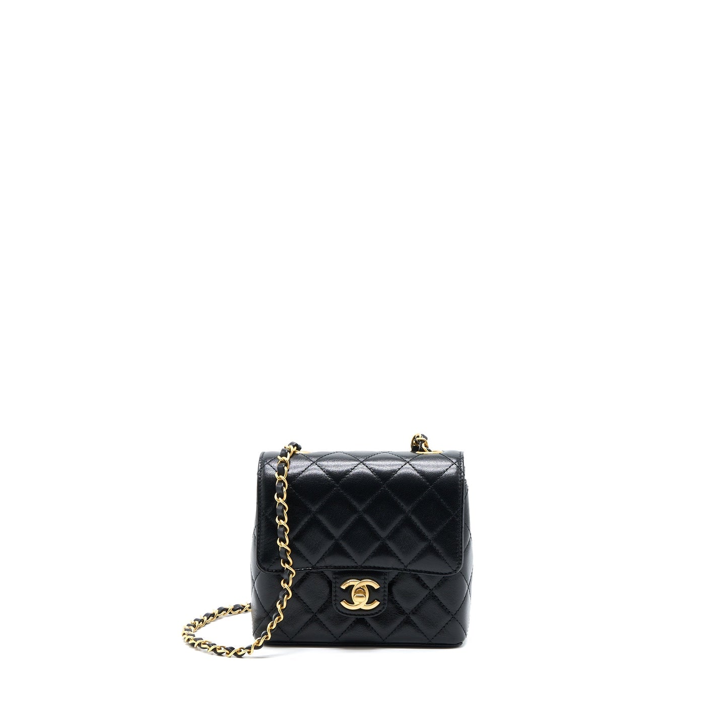 Chanel 22K Retro Classic New Square Flap Black Shoulder Bag Microchip 1