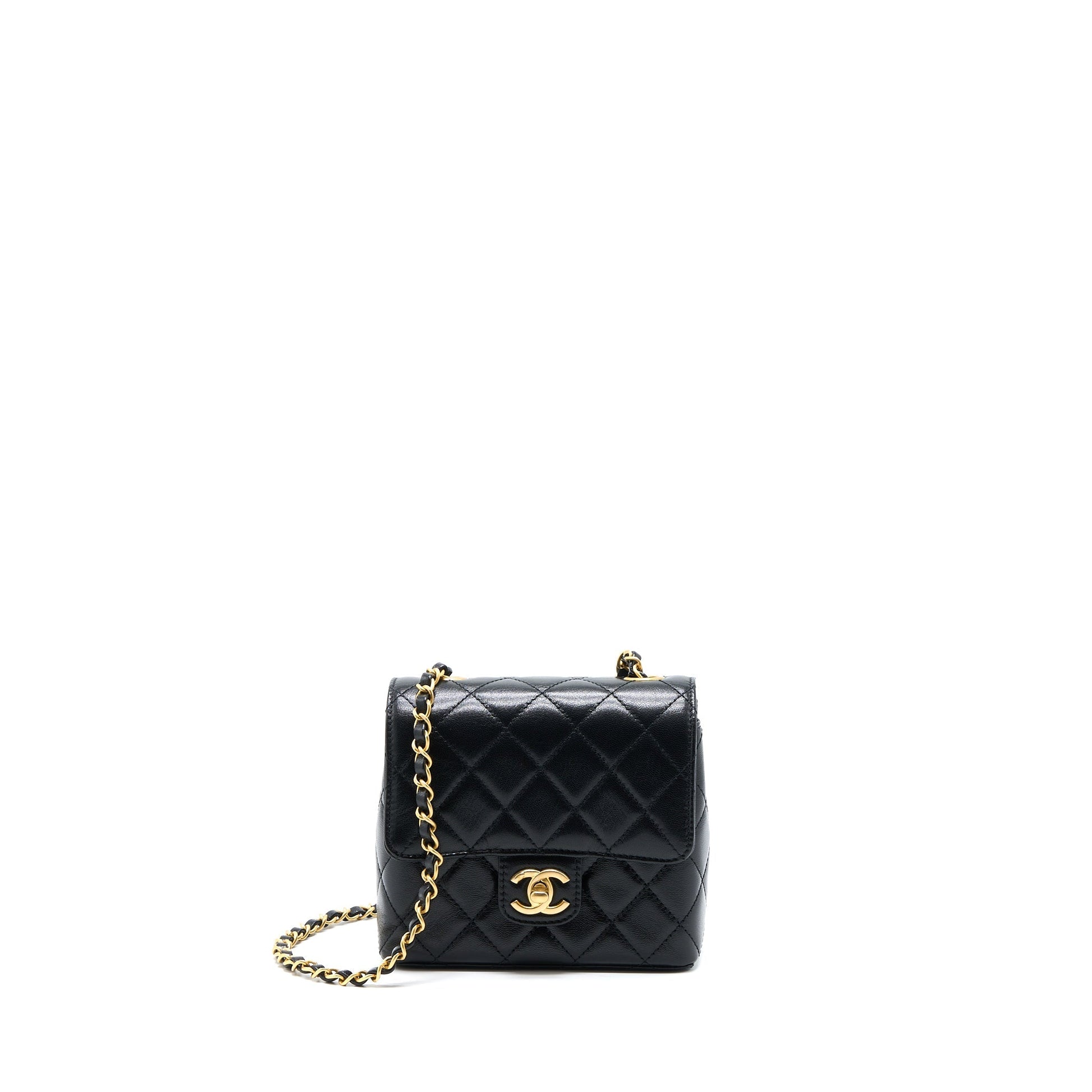Chanel 22K Retro Classic New Square Flap Black Shoulder Bag Microchip 1