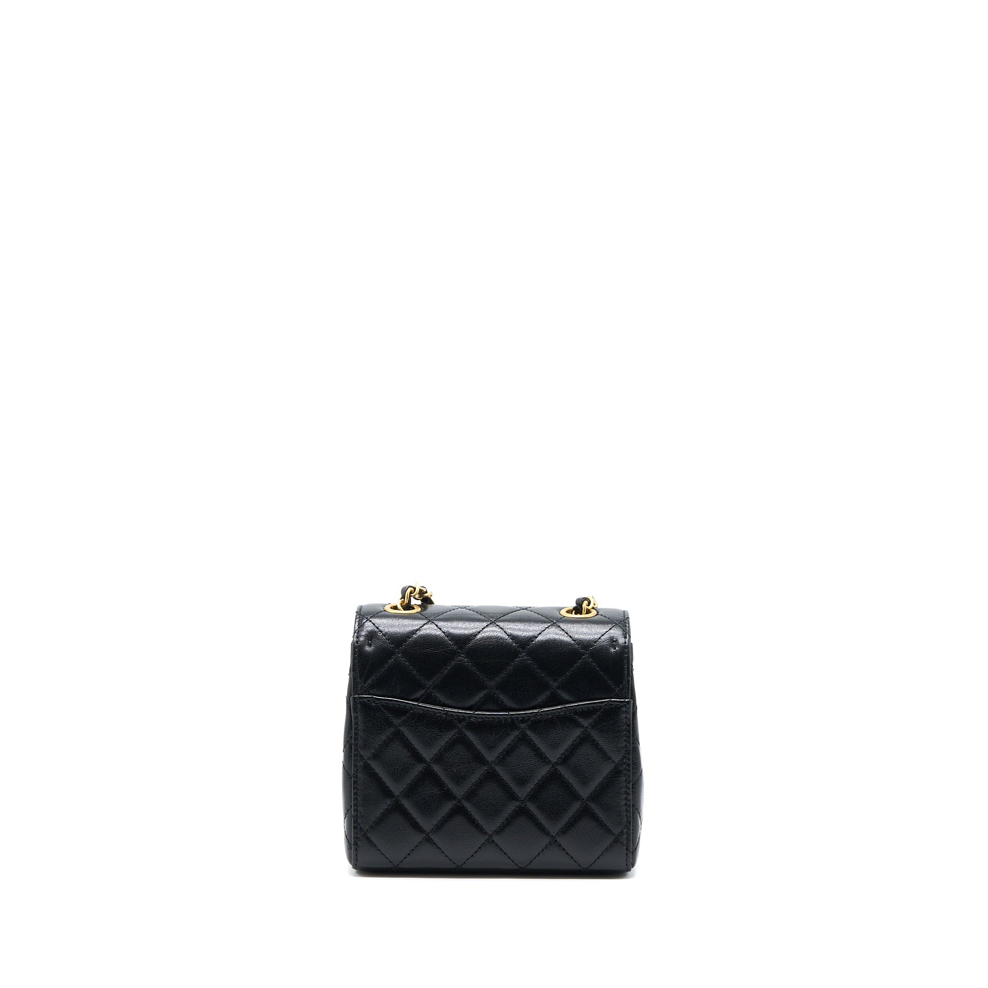 Chanel 22K Retro Classic New Square Flap Black Shoulder Bag Microchip 1