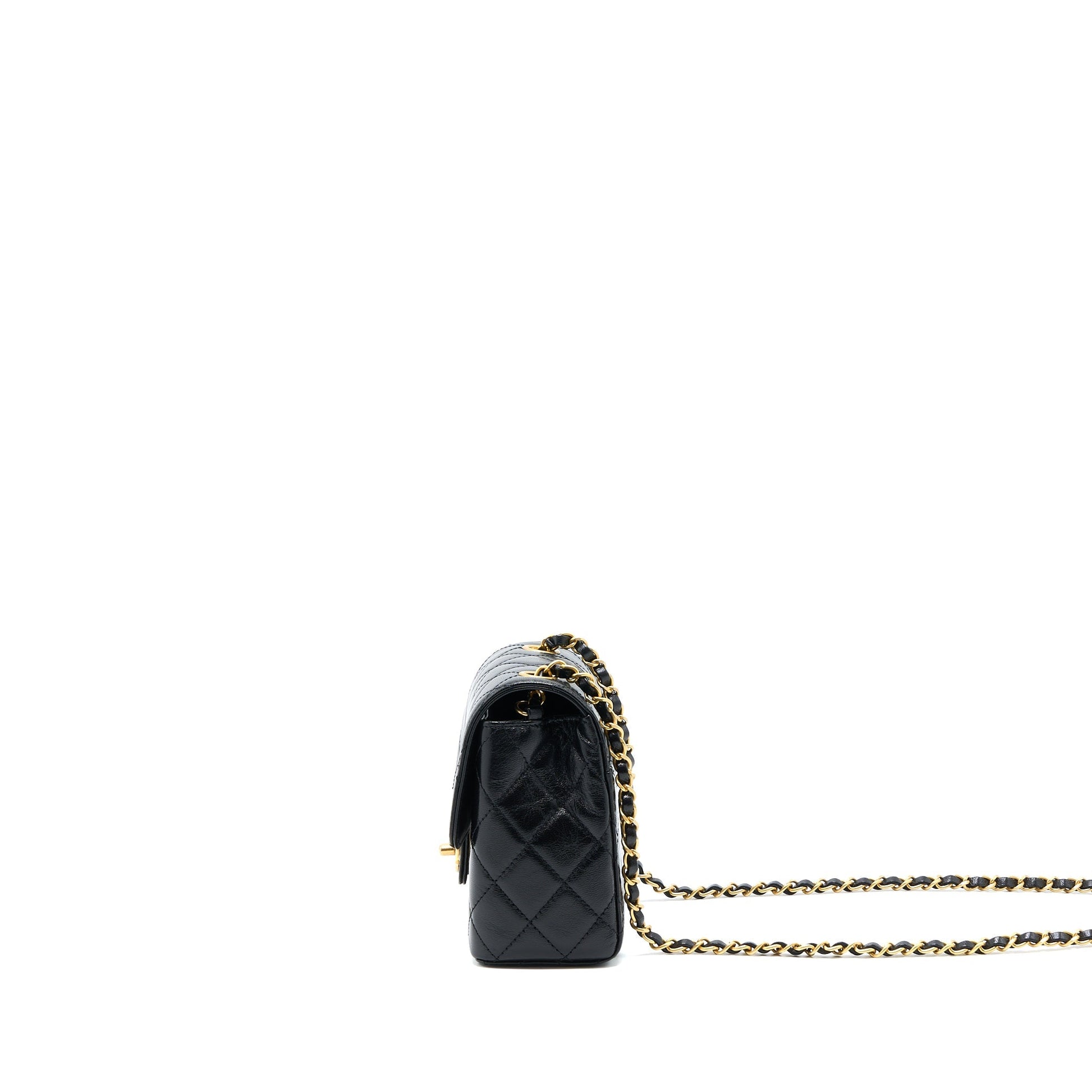 Chanel 22K Retro Classic New Square Flap Black Shoulder Bag Microchip 1