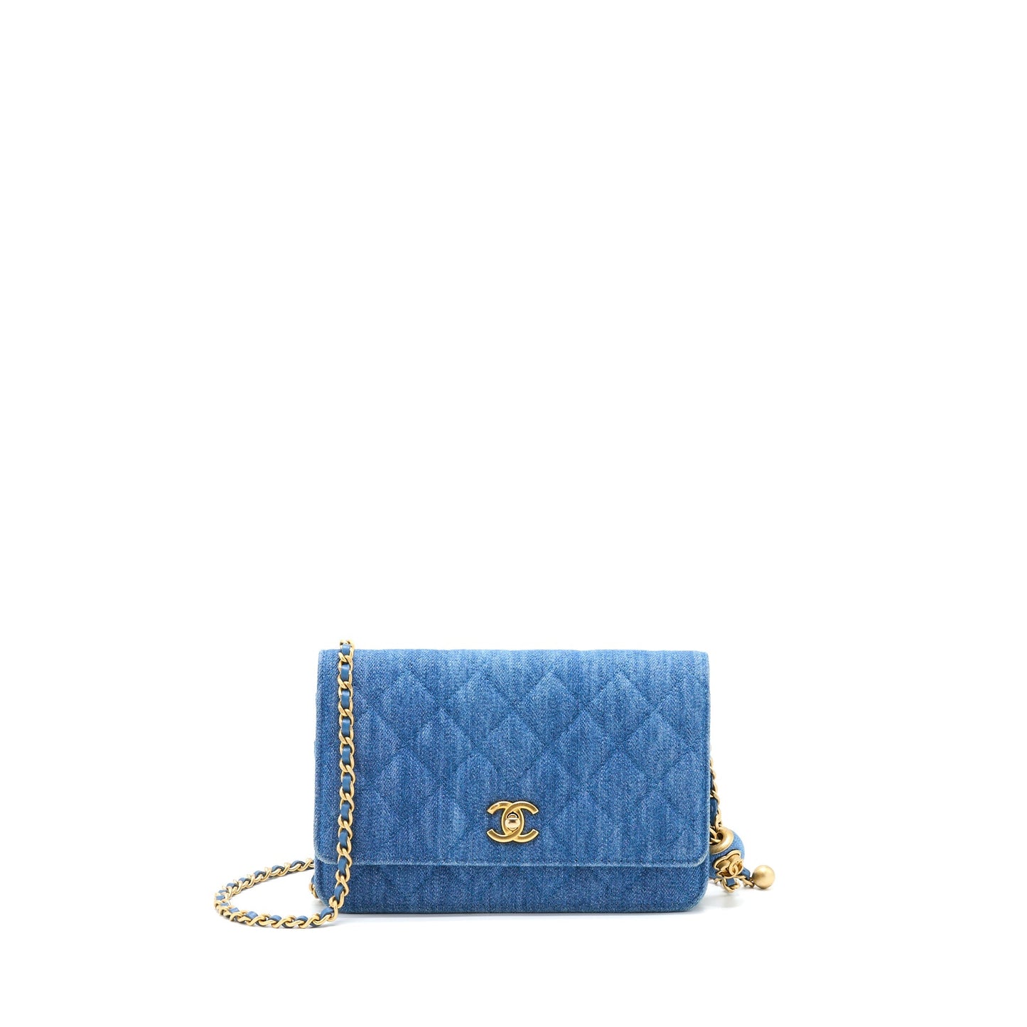 Chanel Denim Pearl Crush On Denim Brushed Blue Wallet Case