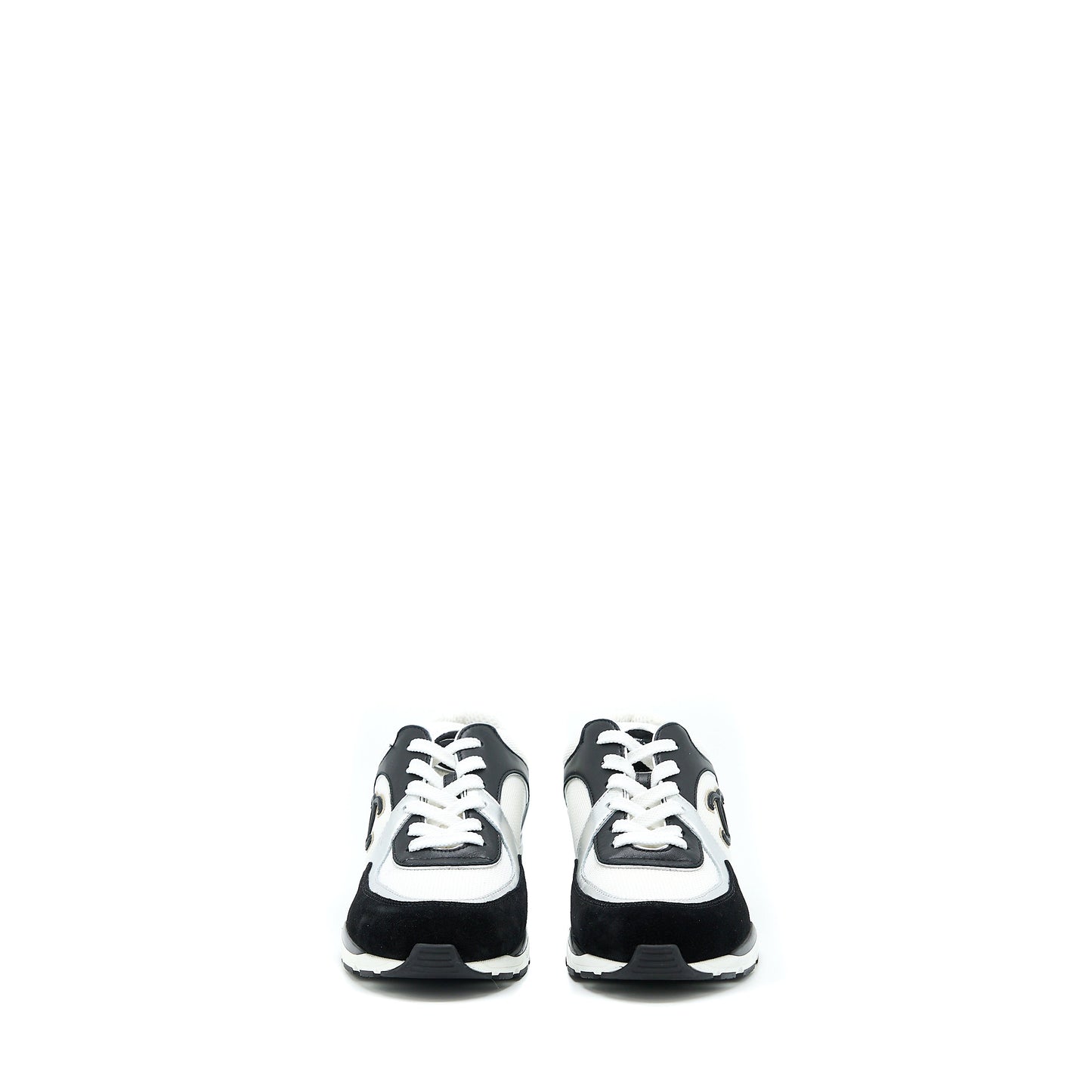 Chanel r Black White Silver Handbag