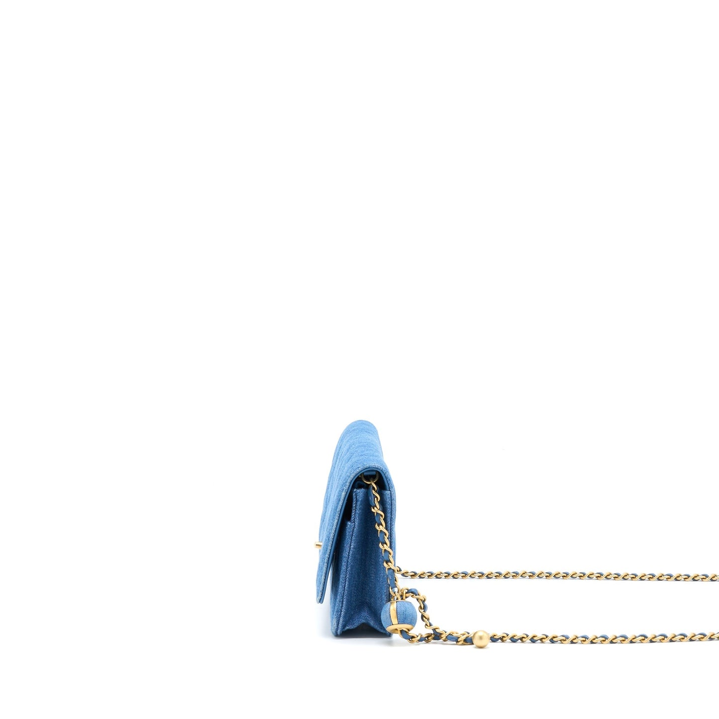 Chanel Denim Pearl Crush On Denim Brushed Blue Wallet Case