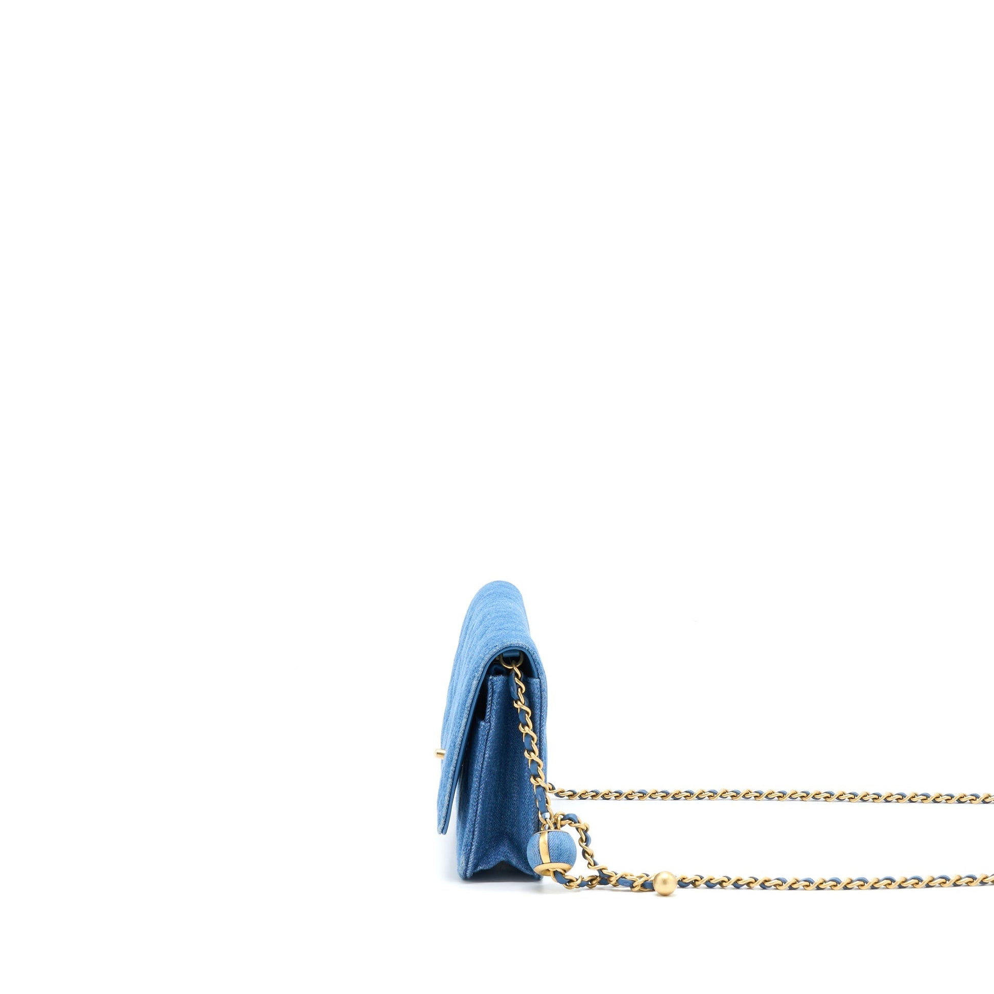 Chanel Denim Pearl Crush On Denim Brushed Blue Wallet Case