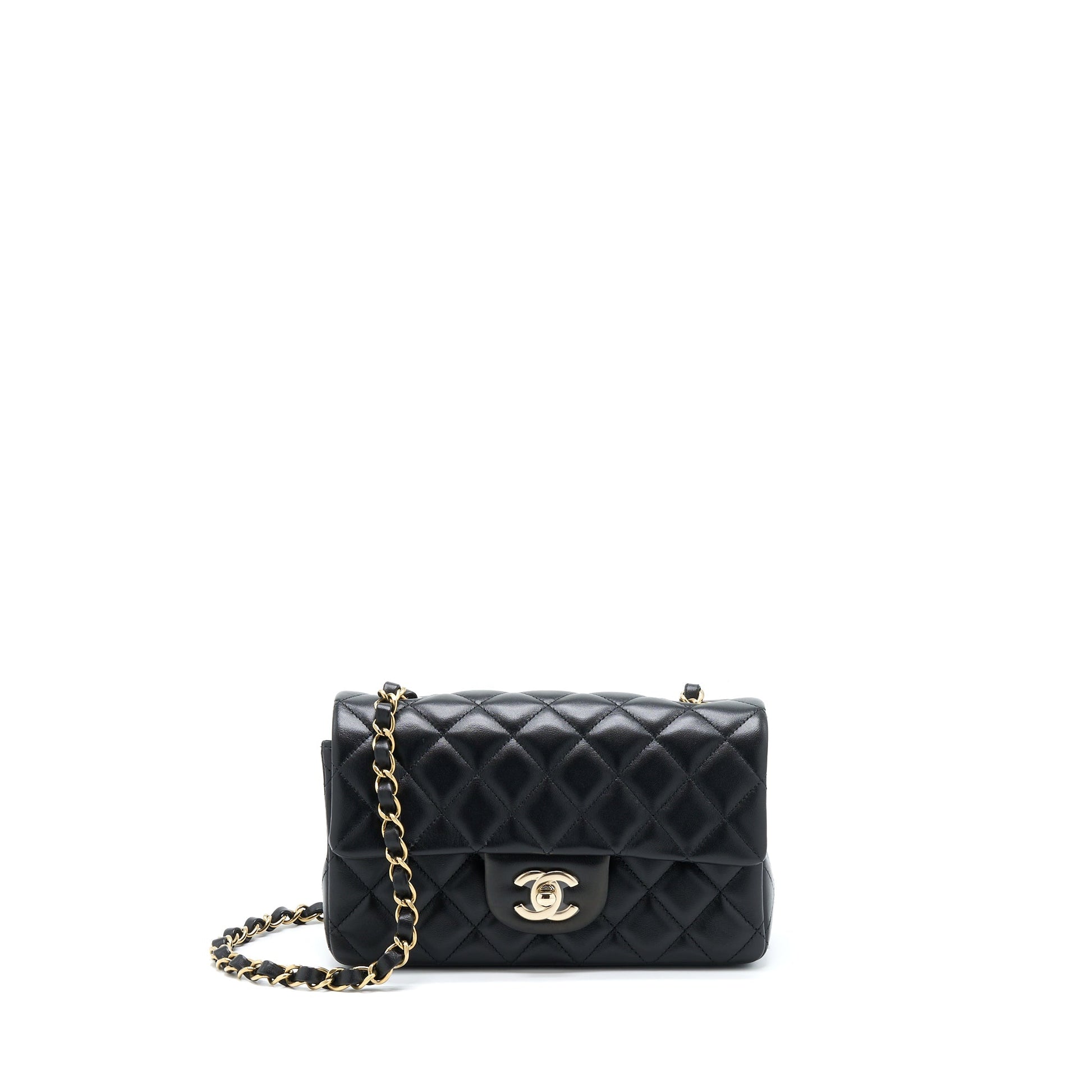 Chanel Rectangular Lambskin LGHW Microchip Black Mini Bag