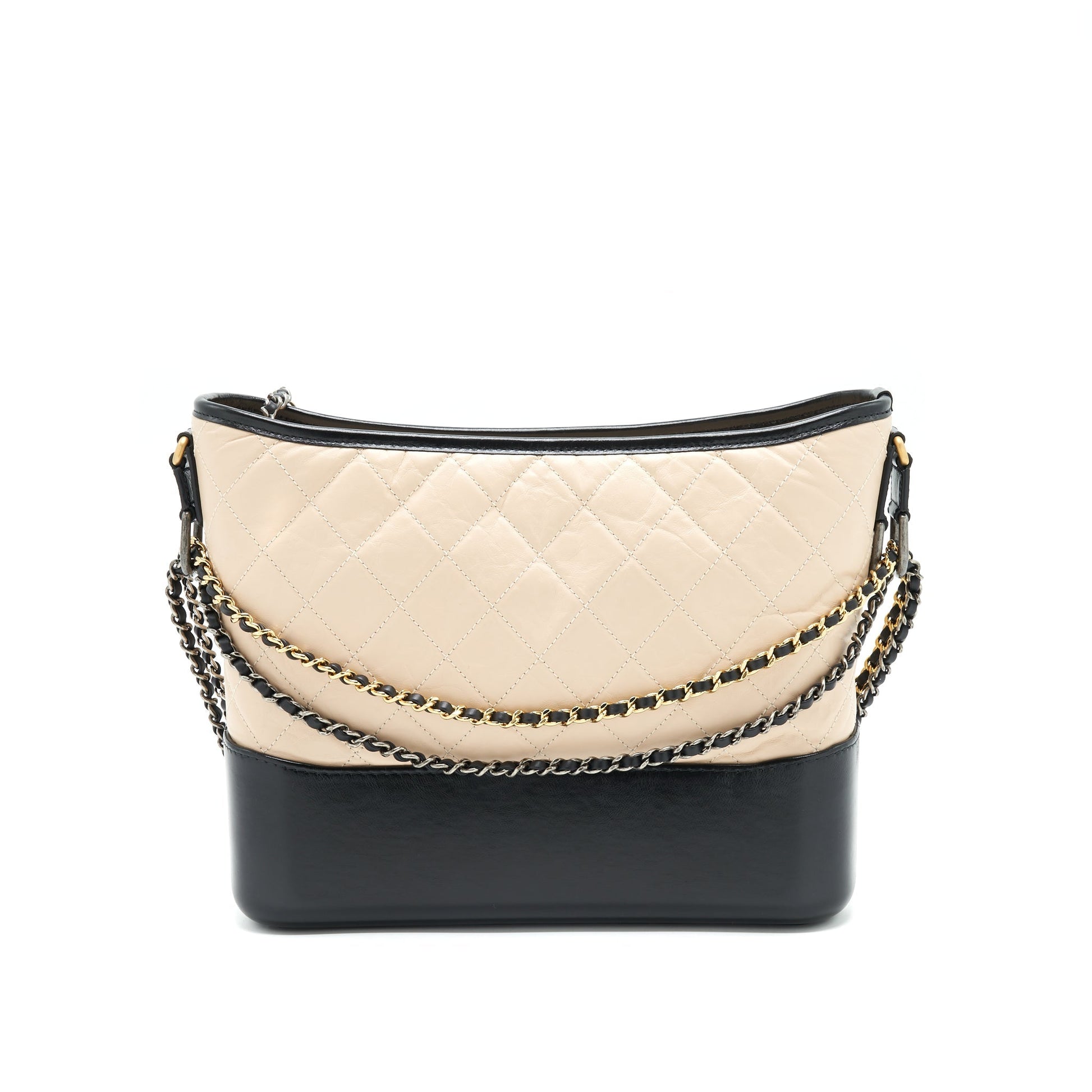 Chanel Gabrielle Hobo Black Beige Shoulder Bag