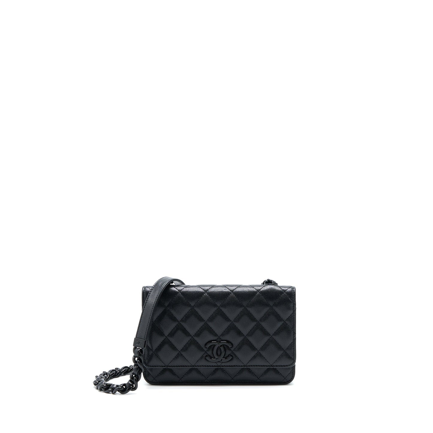 Chanel Quilted On Caviar So Black Wallet Case