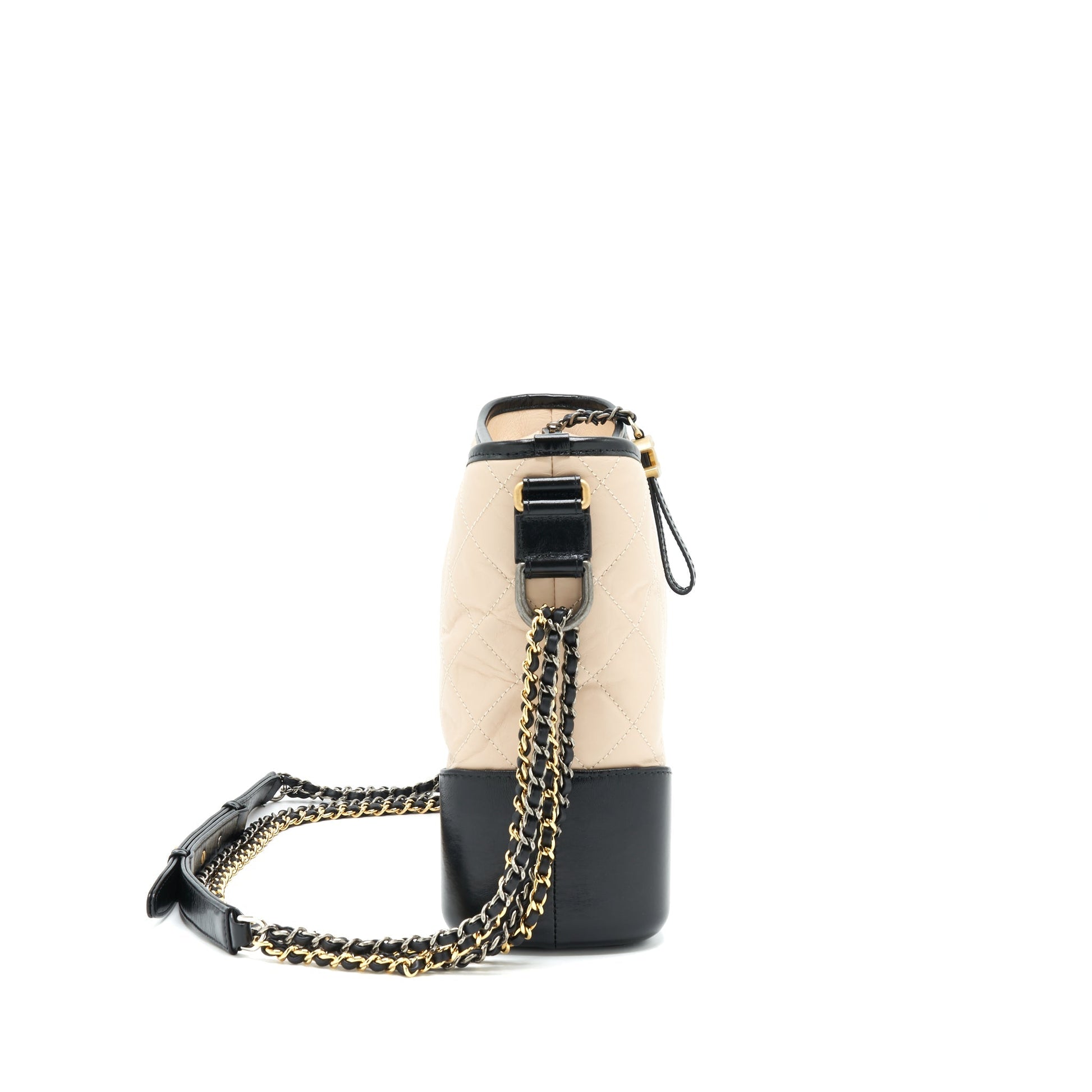 Chanel Gabrielle Hobo Black Beige Shoulder Bag