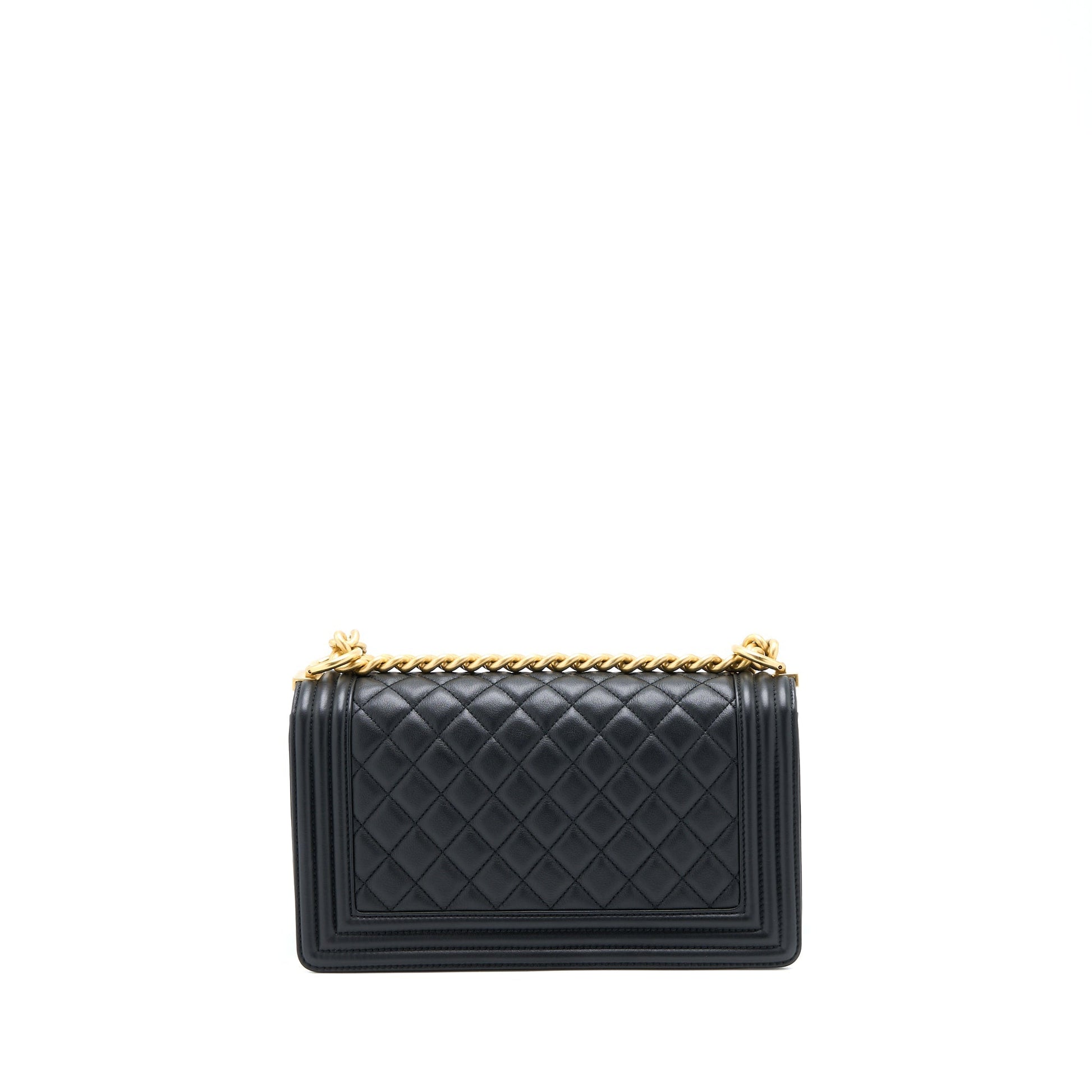 Chanel Boy Lambskin Brushed GHW Microchip Black Handbag