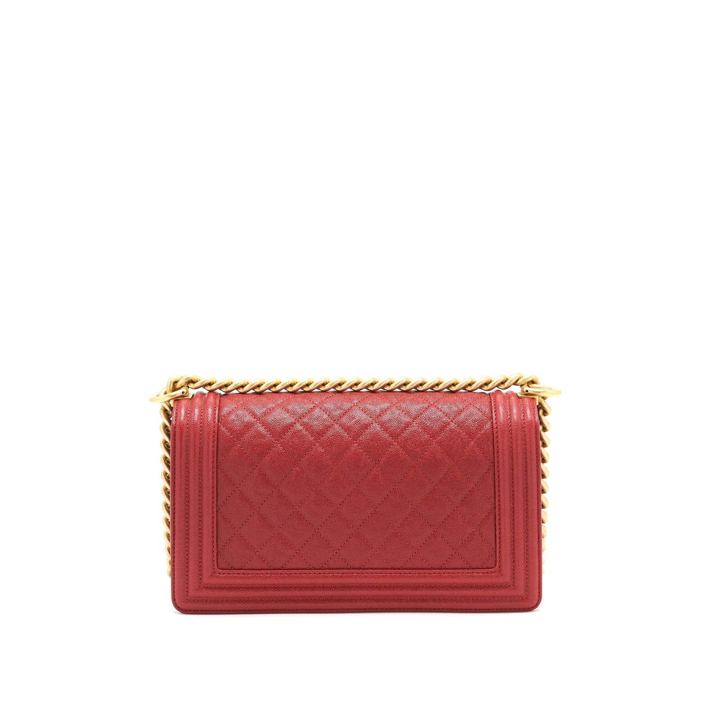 Chanel Boy Grained Calfskin Brushed GHW Red Handbag
