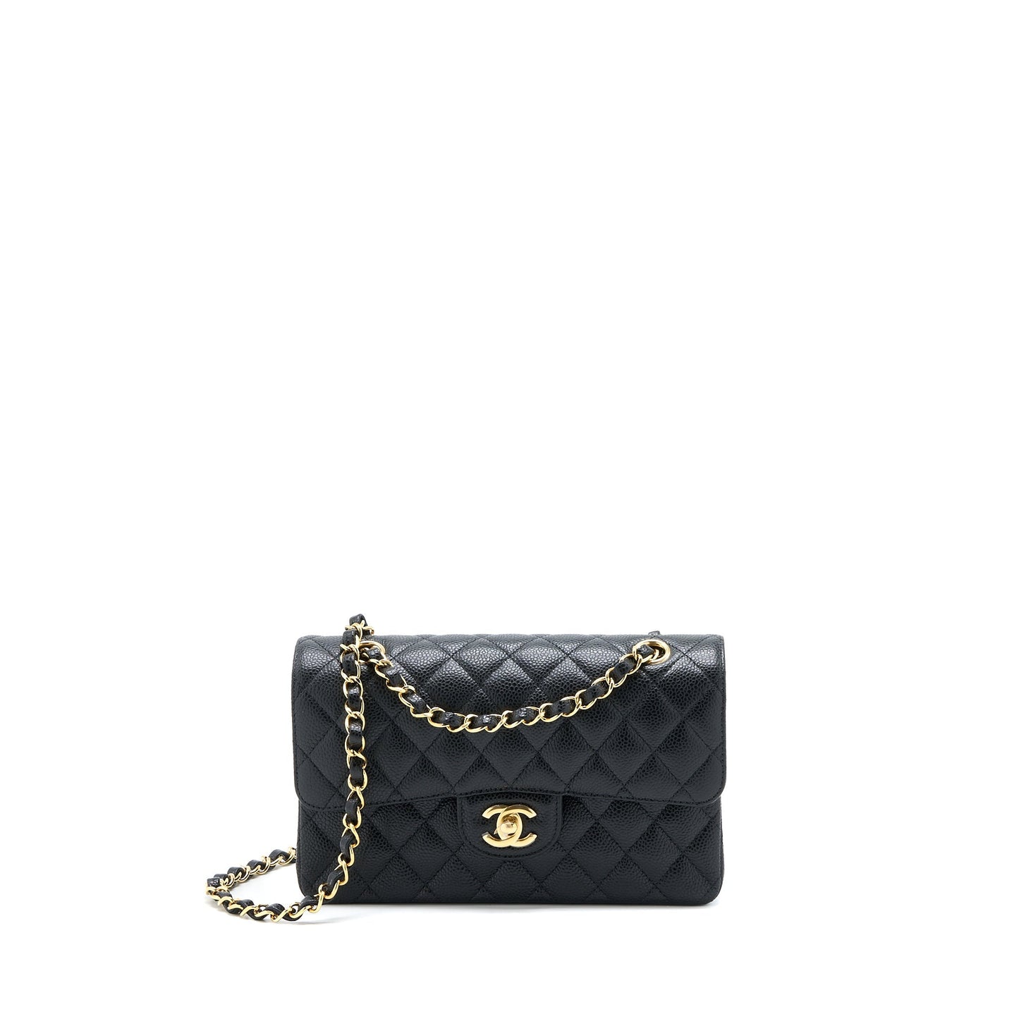 Chanel Classic Double Flap Caviar GHW Microchip Black Small Shoulder Bag Microchip 5